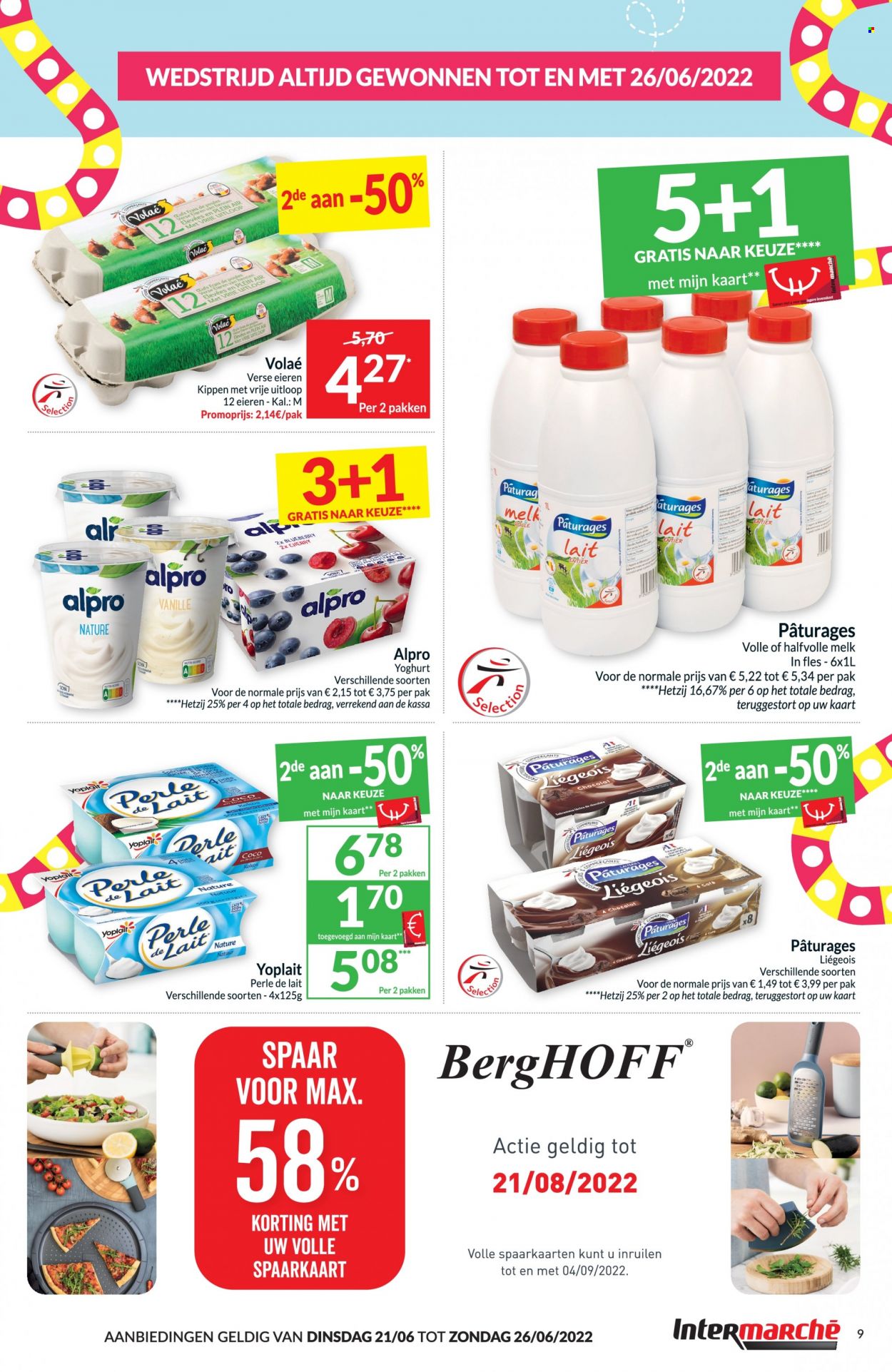 thumbnail - Intermarché-aanbieding - 21/06/2022 - 26/06/2022 -  producten in de aanbieding - yoghurt, melk, ei, pan. Pagina 9.