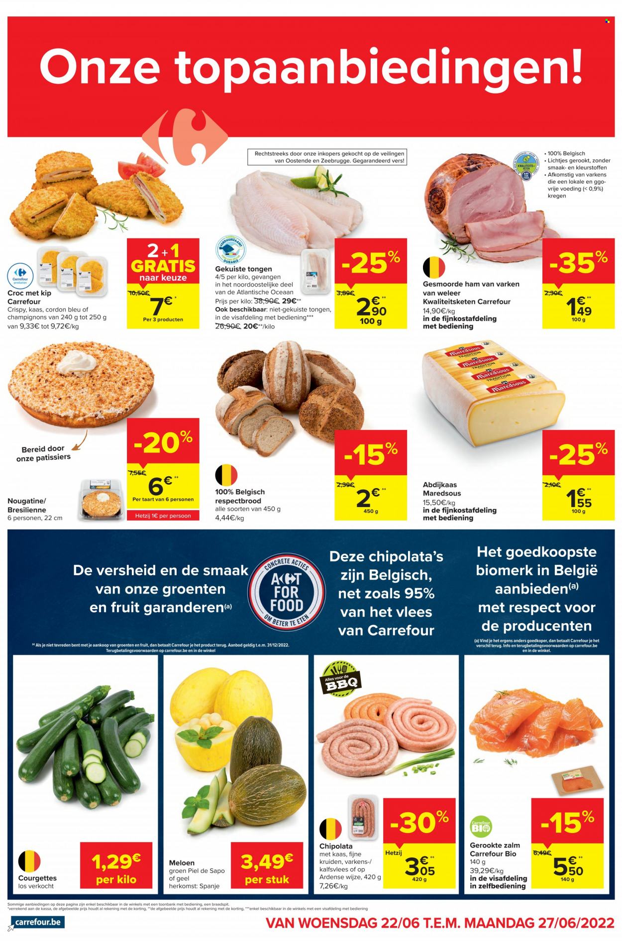 thumbnail - Catalogue Carrefour - 22/06/2022 - 27/06/2022 - Produits soldés - courgette, champignon, cordon bleu, chipolata. Page 1.