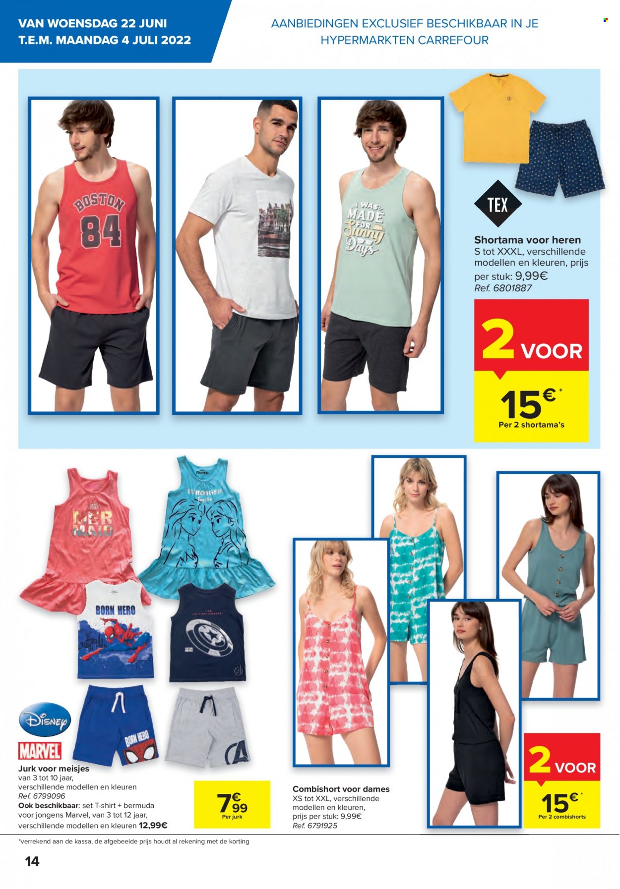 thumbnail - Carrefour hypermarkt-aanbieding - 22/06/2022 - 04/07/2022 -  producten in de aanbieding - Disney, jurk, shirt, t-shirt. Pagina 14.