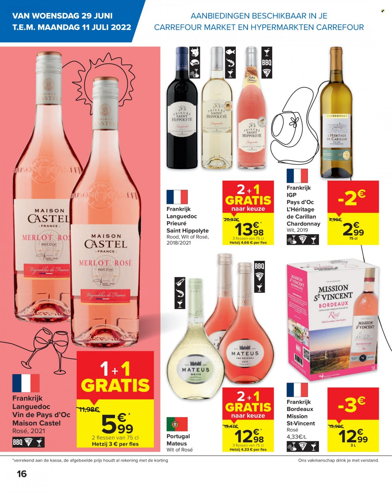 thumbnail - Catalogue Carrefour - 29/06/2022 - 04/07/2022 - Produits soldés - vin rouge, vin, Bordeaux, maison. Page 16.