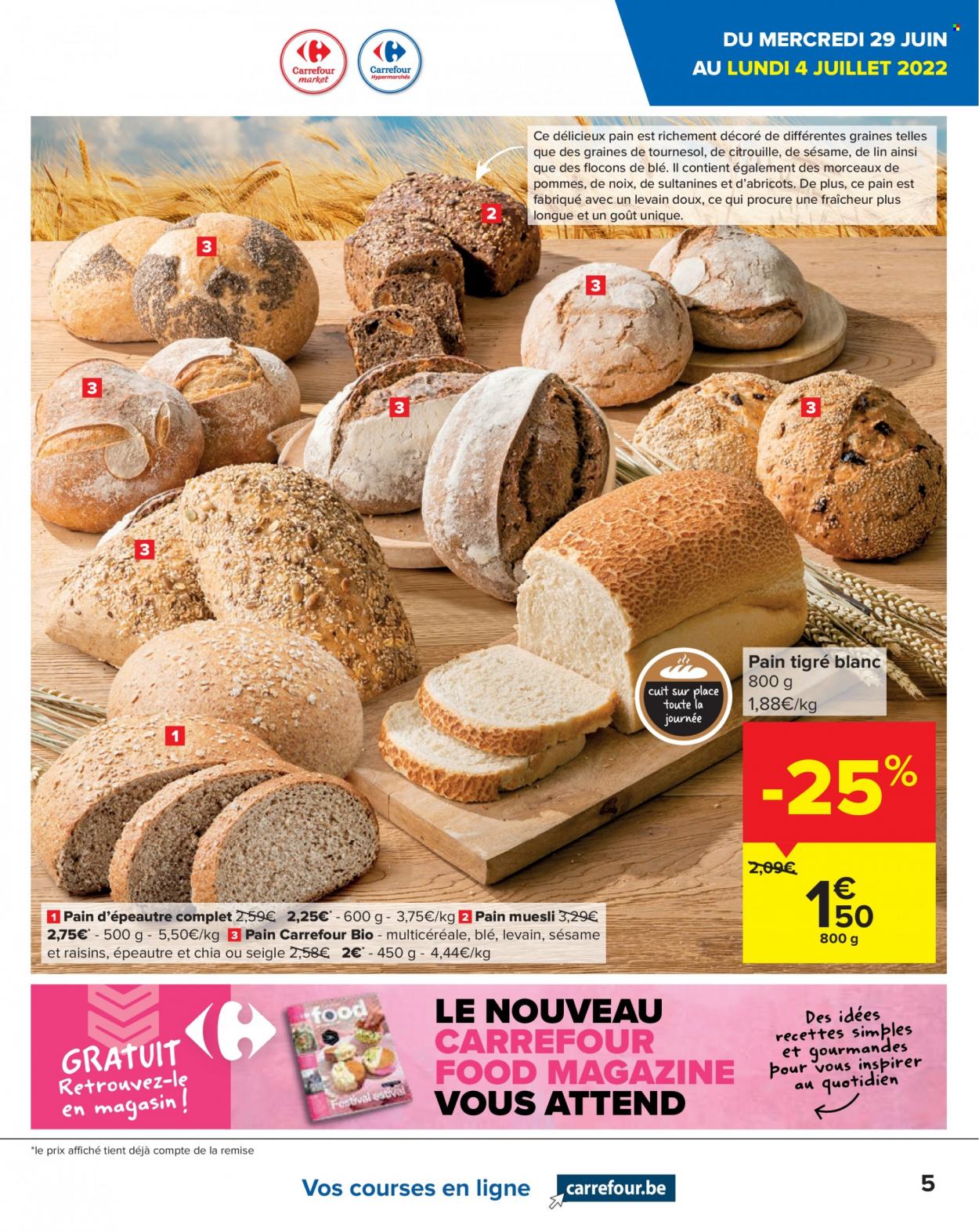 thumbnail - Catalogue Carrefour - 29/06/2022 - 04/07/2022 - Produits soldés - citrouille, pain, magazine, aliment pour oiseaux. Page 5.
