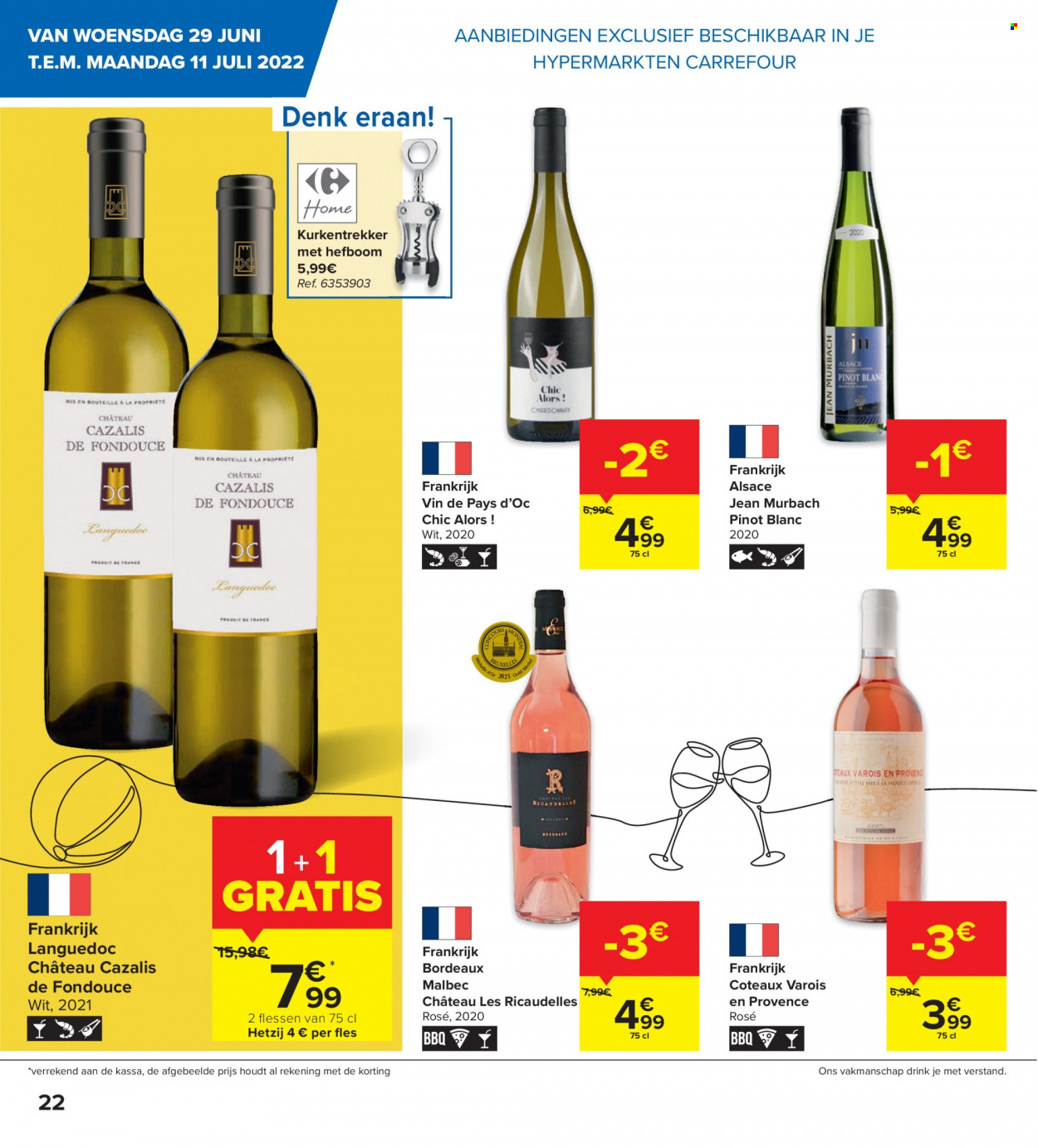 thumbnail - Catalogue Carrefour hypermarkt - 29/06/2022 - 11/07/2022 - Produits soldés - vin blanc, vin rouge, vin, Bordeaux, alcool, Pinot Blanc, jeans. Page 2.