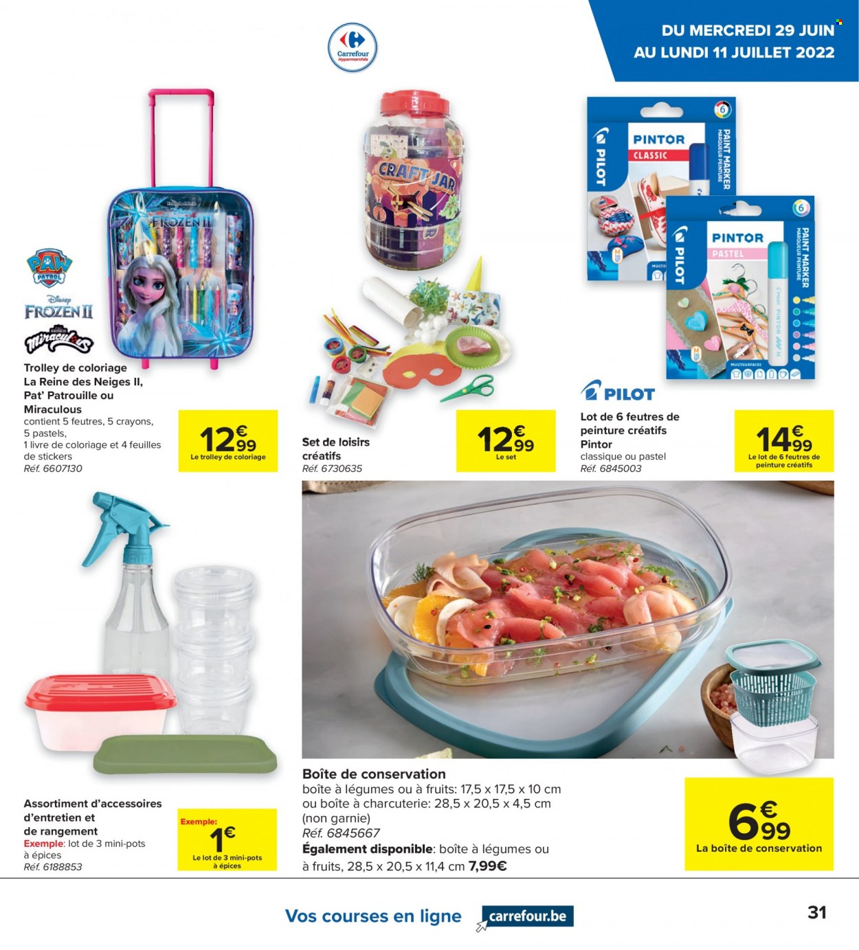 thumbnail - Catalogue Carrefour hypermarkt - 29/06/2022 - 11/07/2022 - Produits soldés - crayon, boîte alimentaire, feutre, coloriage, livre, trolley. Page 11.