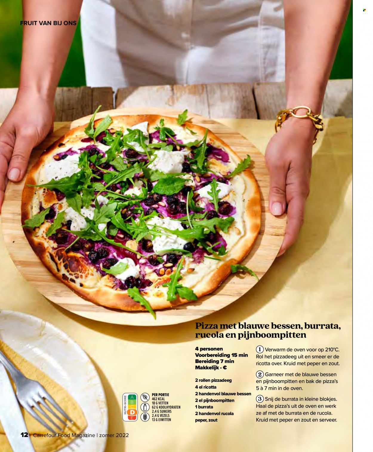 thumbnail - Carrefour-aanbieding - 29/06/2022 - 17/08/2022 -  producten in de aanbieding - bessen, bosbessen, pizza, Burrata, ricotta, pizzadeeg. Pagina 12.