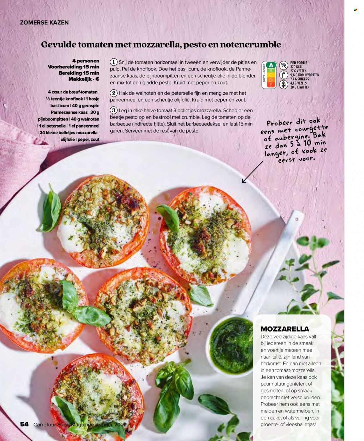 thumbnail - Catalogue Carrefour - 29/06/2022 - 17/08/2022 - Produits soldés - aubergine, fromage, mozzarella, magazine, blender, barbecue, pesto. Page 54.
