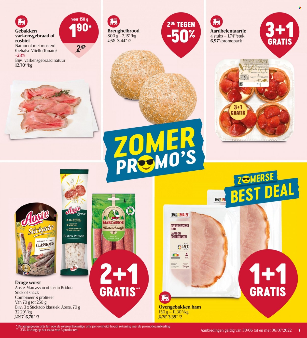 thumbnail - Delhaize-aanbieding - 30/06/2022 - 06/07/2022 -  producten in de aanbieding - rosbief, ham, salami. Pagina 7.