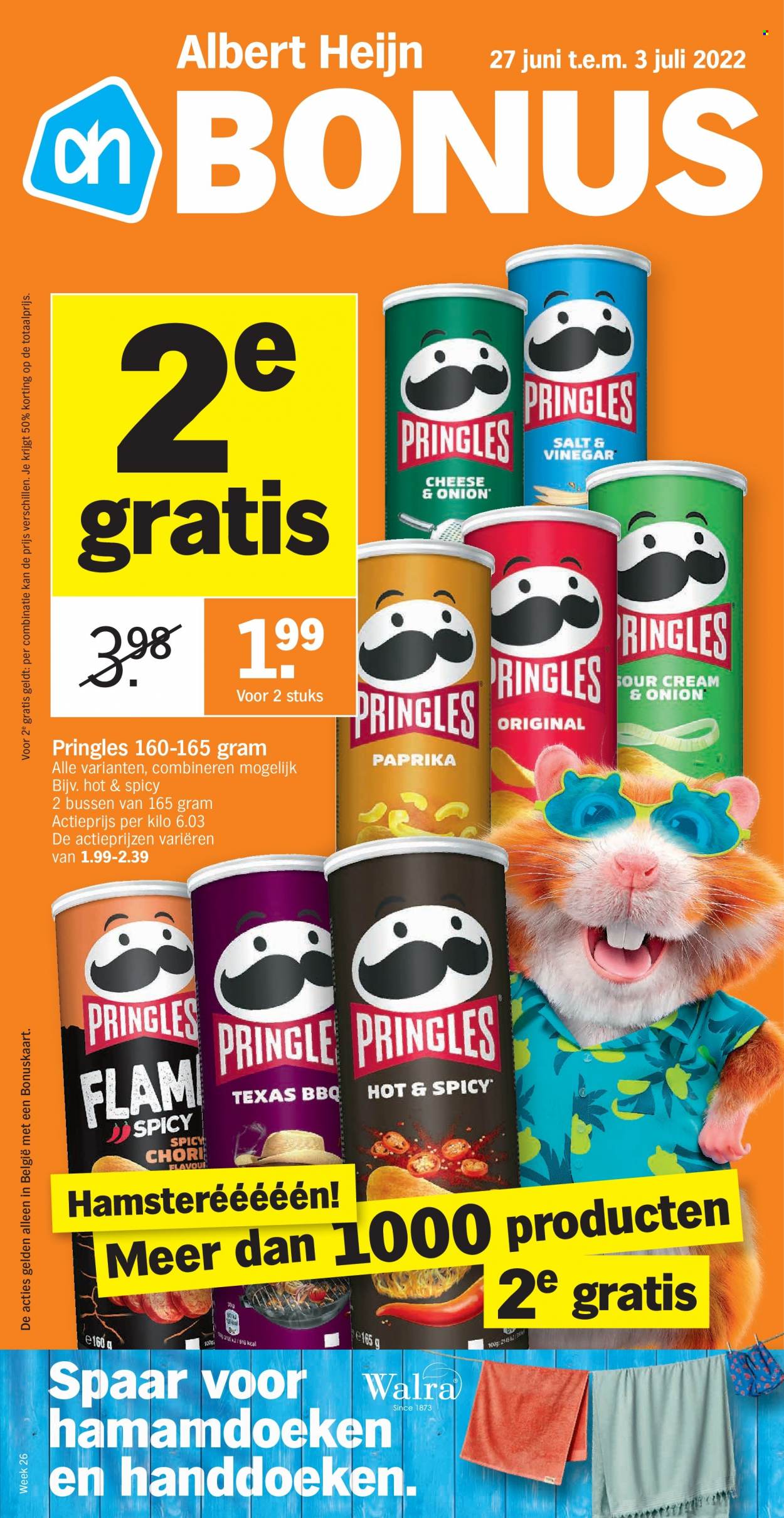 thumbnail - Albert Heijn-aanbieding - 27/06/2022 - 03/07/2022 -  producten in de aanbieding - Pringles, BBQ. Pagina 1.