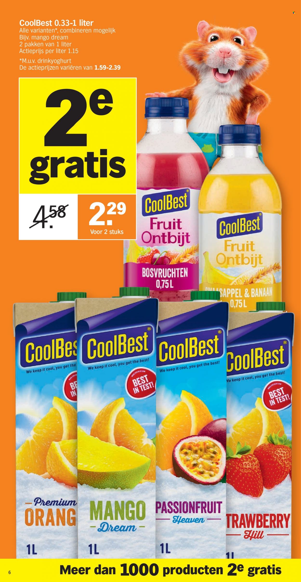 thumbnail - Albert Heijn-aanbieding - 27/06/2022 - 03/07/2022 -  producten in de aanbieding - banaan, mango, drinkyoghurt. Pagina 6.