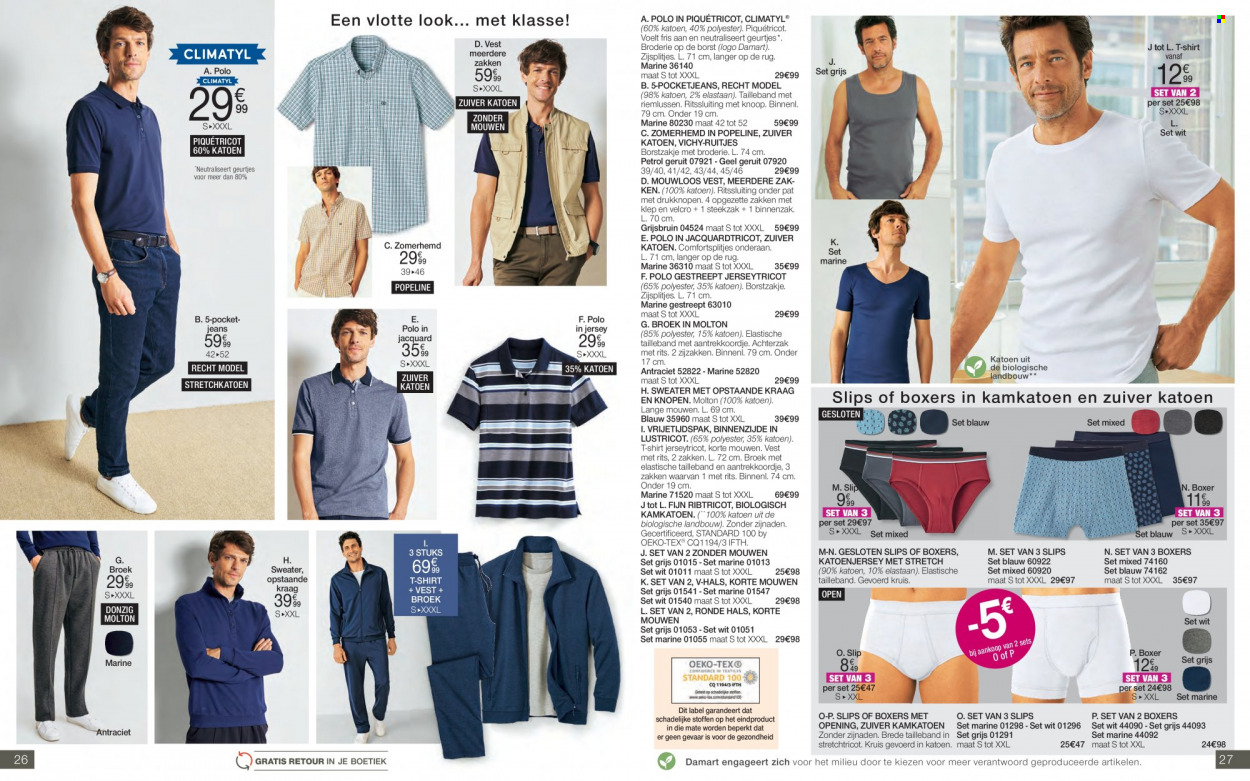 thumbnail - Damart-aanbieding -  producten in de aanbieding - broek, vest, slipje. Pagina 14.