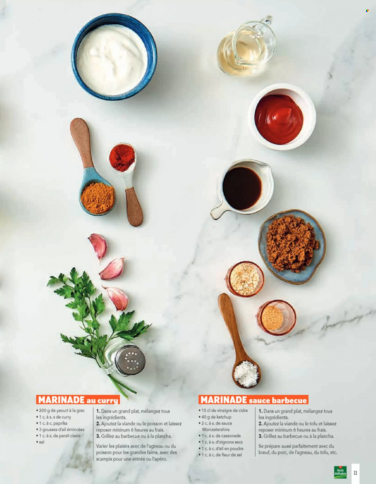 thumbnail - Louis Delhaize-aanbieding -  producten in de aanbieding - tofu, curry, worcestershire sauce, BBQ, cider, Persil. Pagina 11.