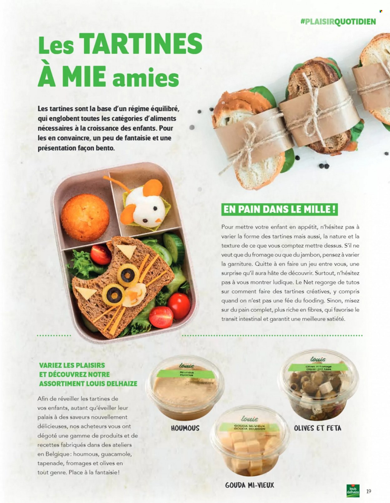 thumbnail - Louis Delhaize-aanbieding -  producten in de aanbieding - hummus, gouda, Feta, Mie, maïs. Pagina 19.