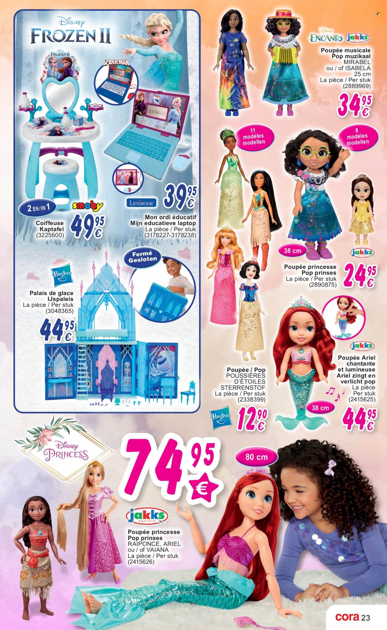 thumbnail - Cora-aanbieding - 18/10/2022 - 06/12/2022 -  producten in de aanbieding - Disney, Frozen, Ariel, Hasbro, laptop. Pagina 23.