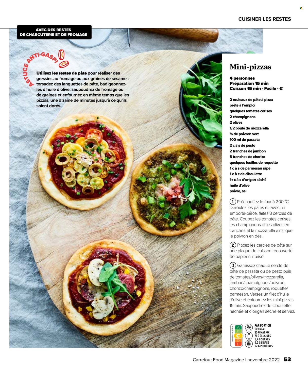 thumbnail - Carrefour-aanbieding - 25/10/2022 - 30/11/2022 -  producten in de aanbieding - champignons, pizza, chorizo, paté, parmezaanse kaas. Pagina 53.