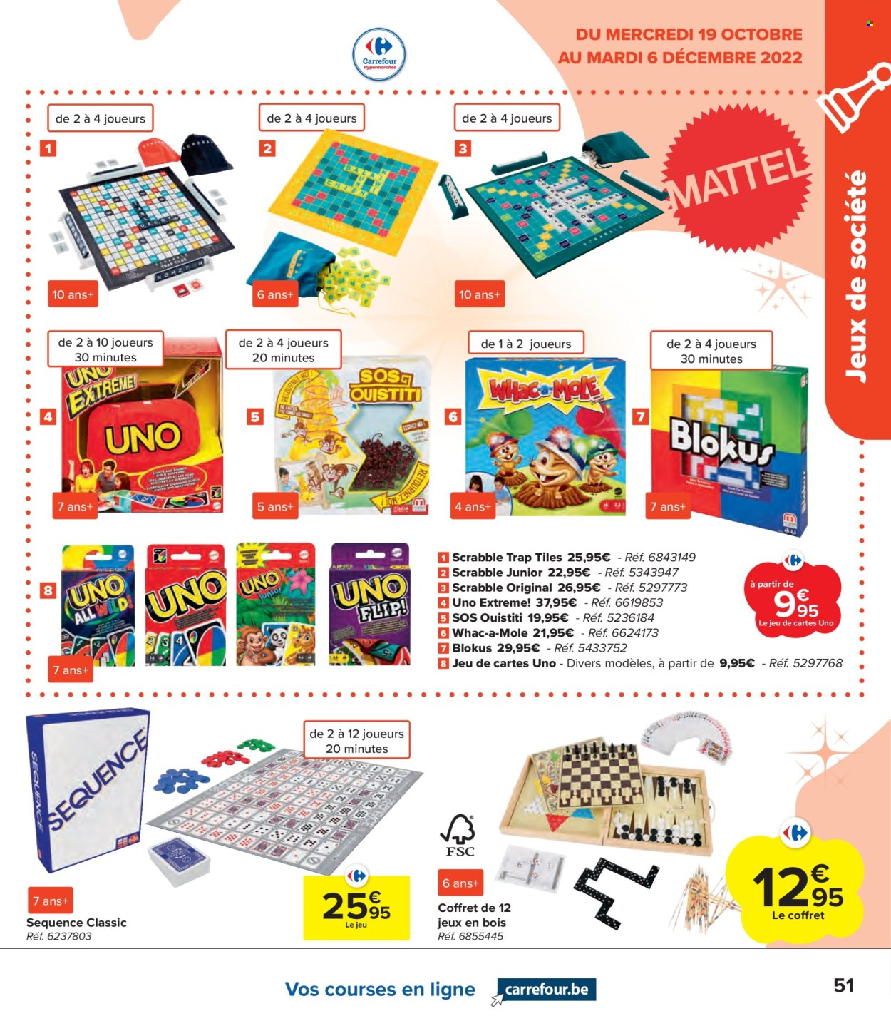 thumbnail - Carrefour hypermarkt-aanbieding - 19/10/2022 - 06/12/2022 -  producten in de aanbieding - tas, Scrabble. Pagina 51.