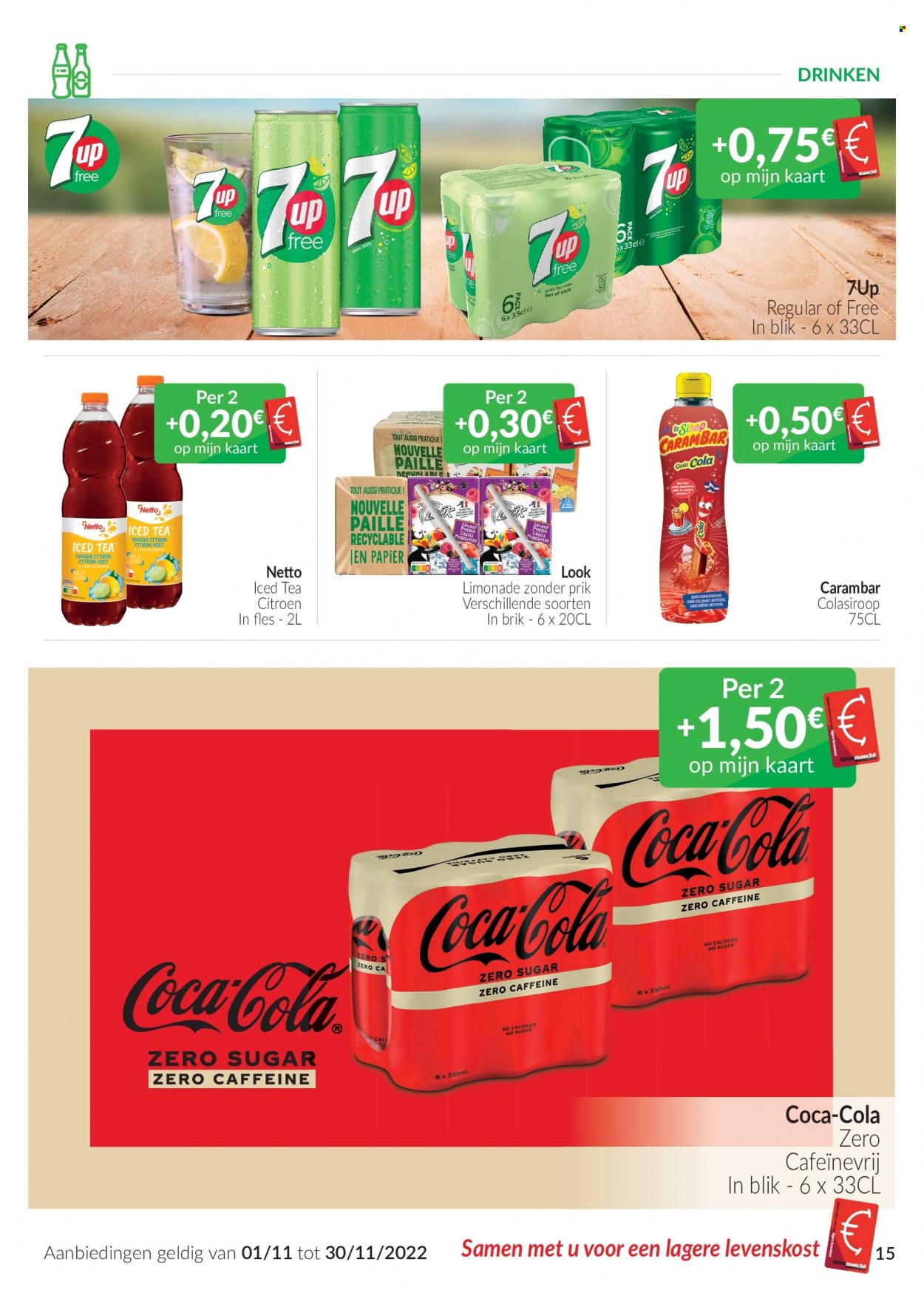 thumbnail - Intermarché-aanbieding - 01/11/2022 - 30/11/2022 -  producten in de aanbieding - citroen, Coca-Cola, thee. Pagina 15.