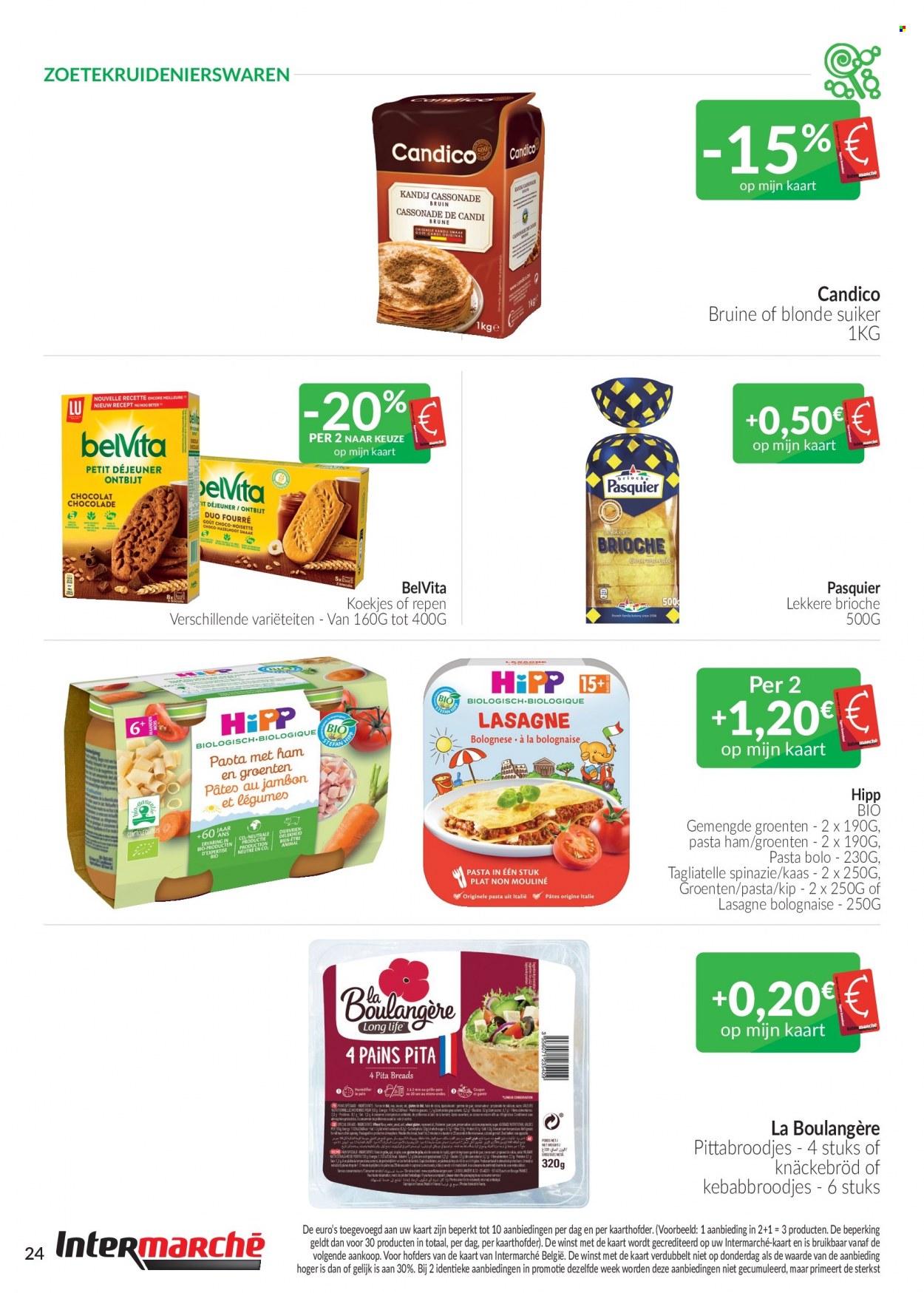 thumbnail - Intermarché-aanbieding - 01/11/2022 - 30/11/2022 -  producten in de aanbieding - knäckebröd, brioche, lasagne, ham, kaas, koekjes, suiker, pasta, tagliatelle, HiPP. Pagina 24.