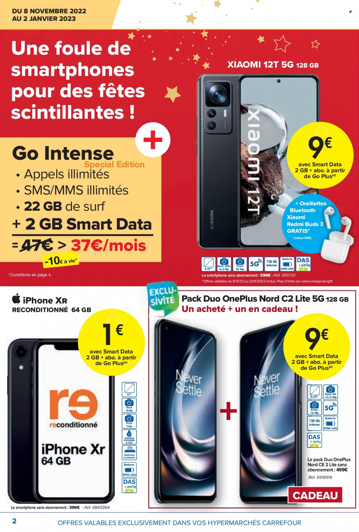 thumbnail - Carrefour hypermarkt-aanbieding - 08/11/2022 - 02/01/2023 -  producten in de aanbieding - appels, smartphone, iPhone, iPhone XR. Pagina 2.