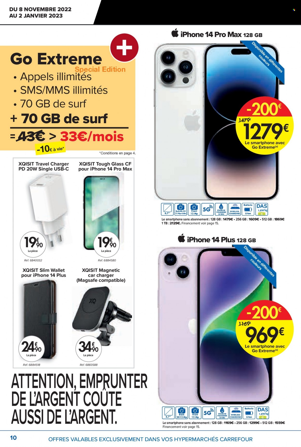 thumbnail - Carrefour hypermarkt-aanbieding - 08/11/2022 - 02/01/2023 -  producten in de aanbieding - appels, smartphone, iPhone. Pagina 10.
