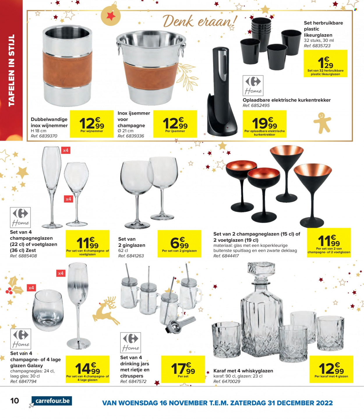 thumbnail - Carrefour hypermarkt-aanbieding - 16/11/2022 - 31/12/2022 -  producten in de aanbieding - champagne, glazen. Pagina 10.
