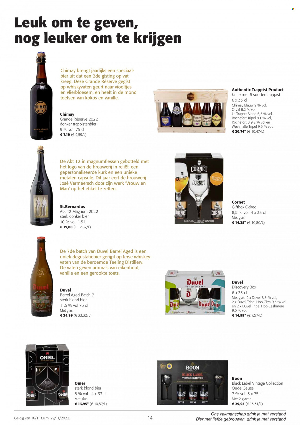 thumbnail - Colruyt-aanbieding - 16/11/2022 - 29/11/2022 -  producten in de aanbieding - donker bier, Duvel, bier, Magnum. Pagina 14.