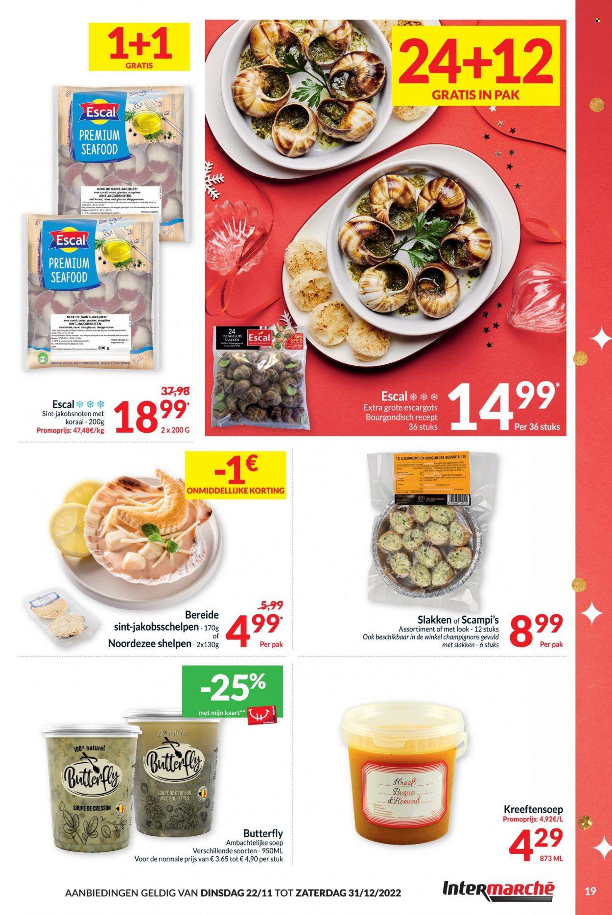 thumbnail - Intermarché-aanbieding - 22/11/2022 - 31/12/2022 -  producten in de aanbieding - champignons, kreeft, soep, Persil. Pagina 19.