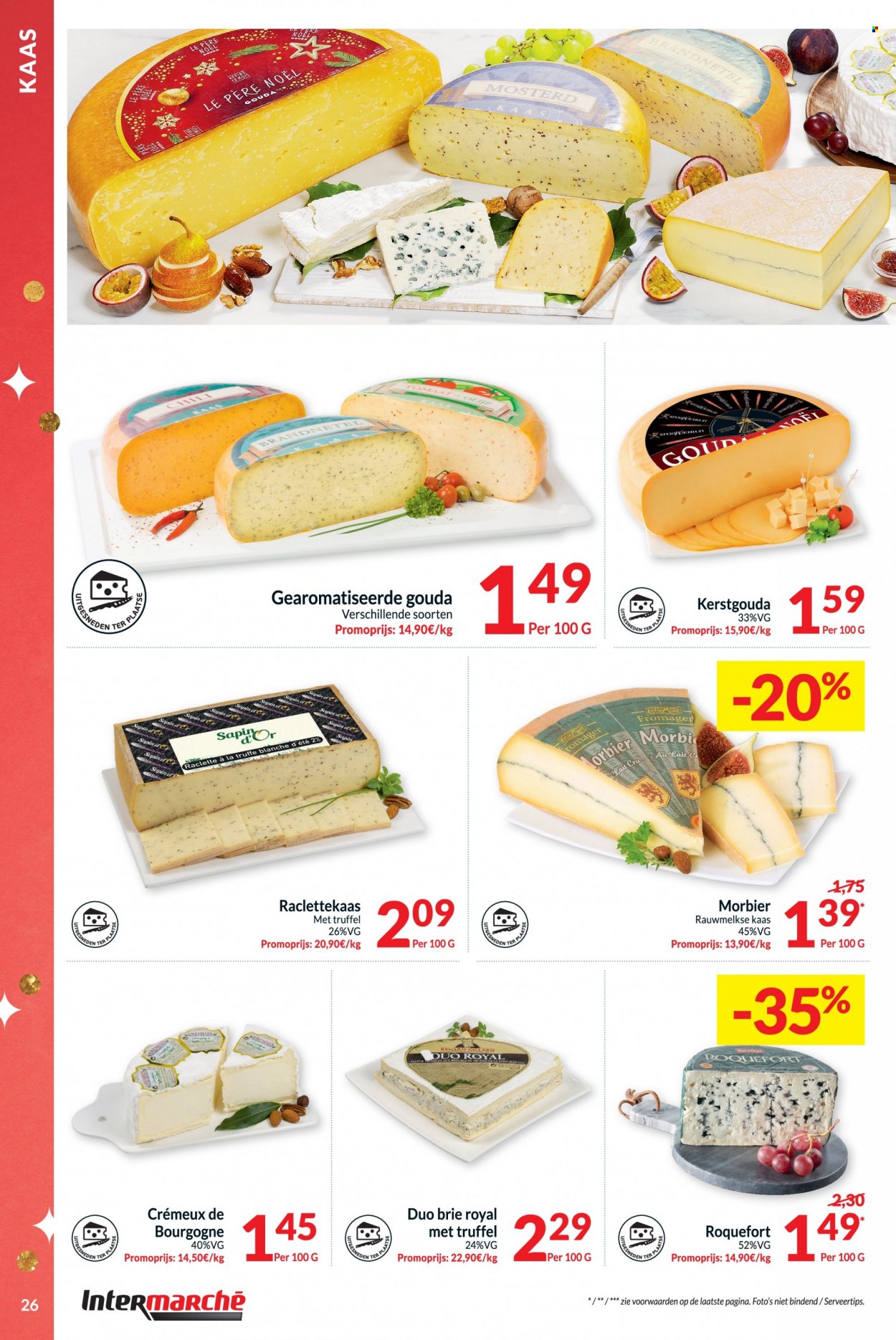 thumbnail - Intermarché-aanbieding - 22/11/2022 - 31/12/2022 -  producten in de aanbieding - truffel, roquefort, kaas, Morbier, Raclette, gouda, Brie, mosterd. Pagina 26.