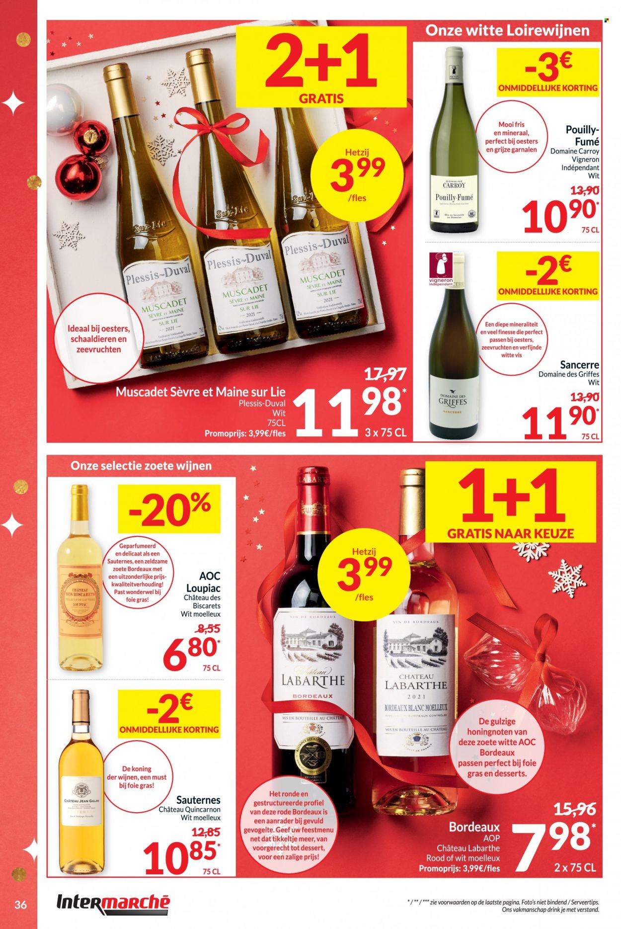 thumbnail - Intermarché-aanbieding - 22/11/2022 - 31/12/2022 -  producten in de aanbieding - oesters, foie gras, wijn, Sauternes, Bordeaux. Pagina 36.