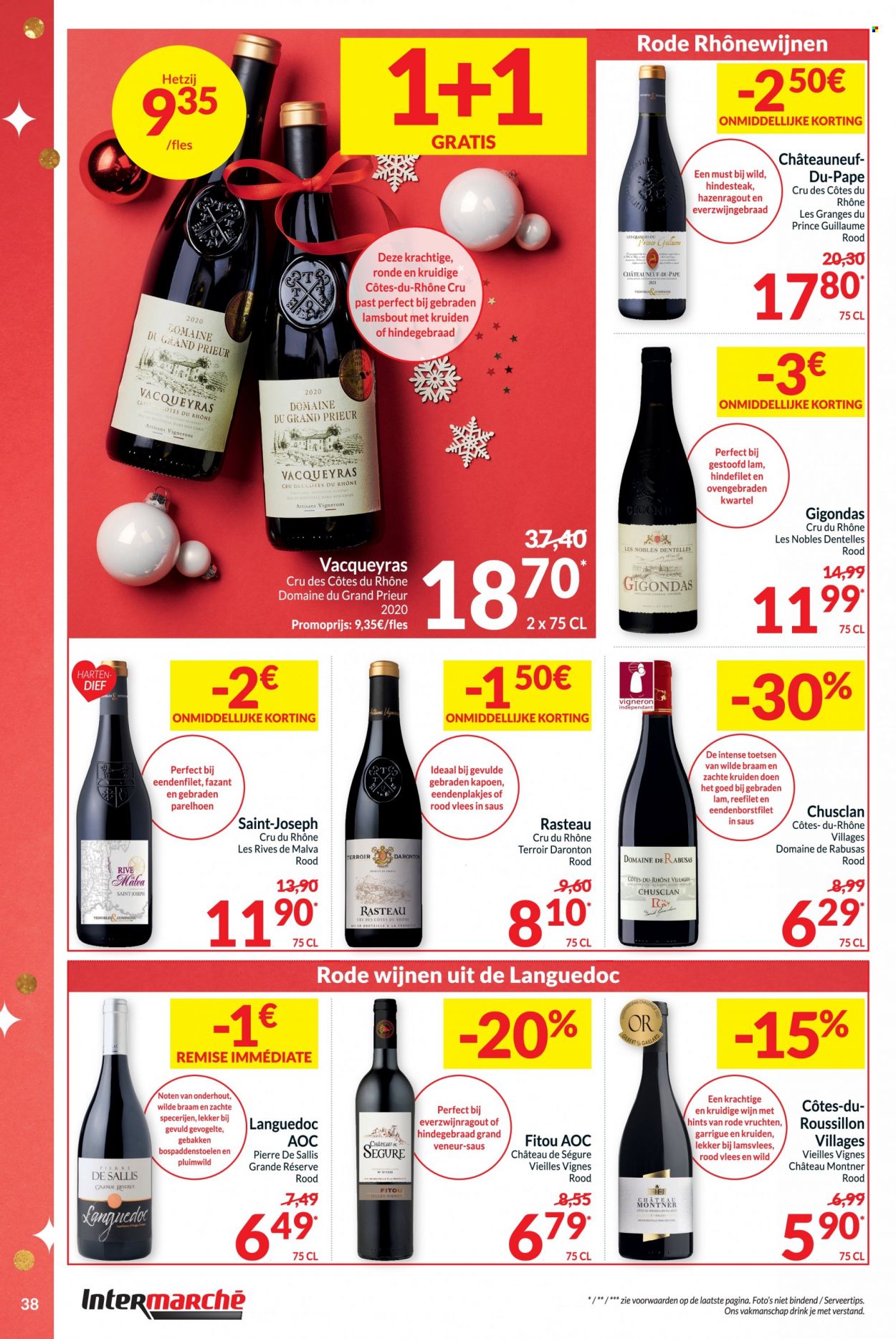 thumbnail - Intermarché-aanbieding - 22/11/2022 - 31/12/2022 -  producten in de aanbieding - parelhoen, fazant, wijn, Côtes du Rhône, Côtes du Roussillon. Pagina 38.