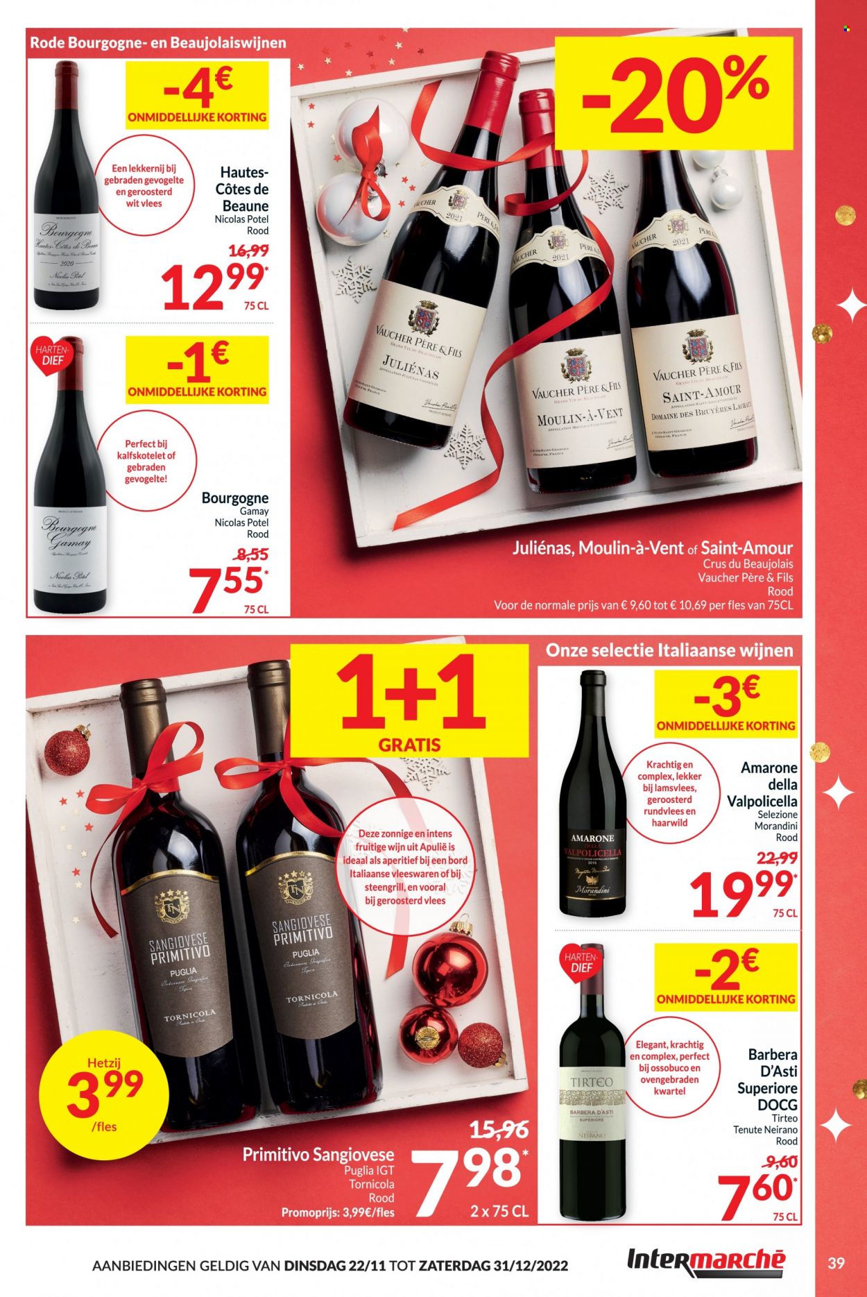 thumbnail - Intermarché-aanbieding - 22/11/2022 - 31/12/2022 -  producten in de aanbieding - rundvlees, Barbera D'asti, Valpolicella, Amarone della Valpolicella, wijn, Beaujolais. Pagina 39.