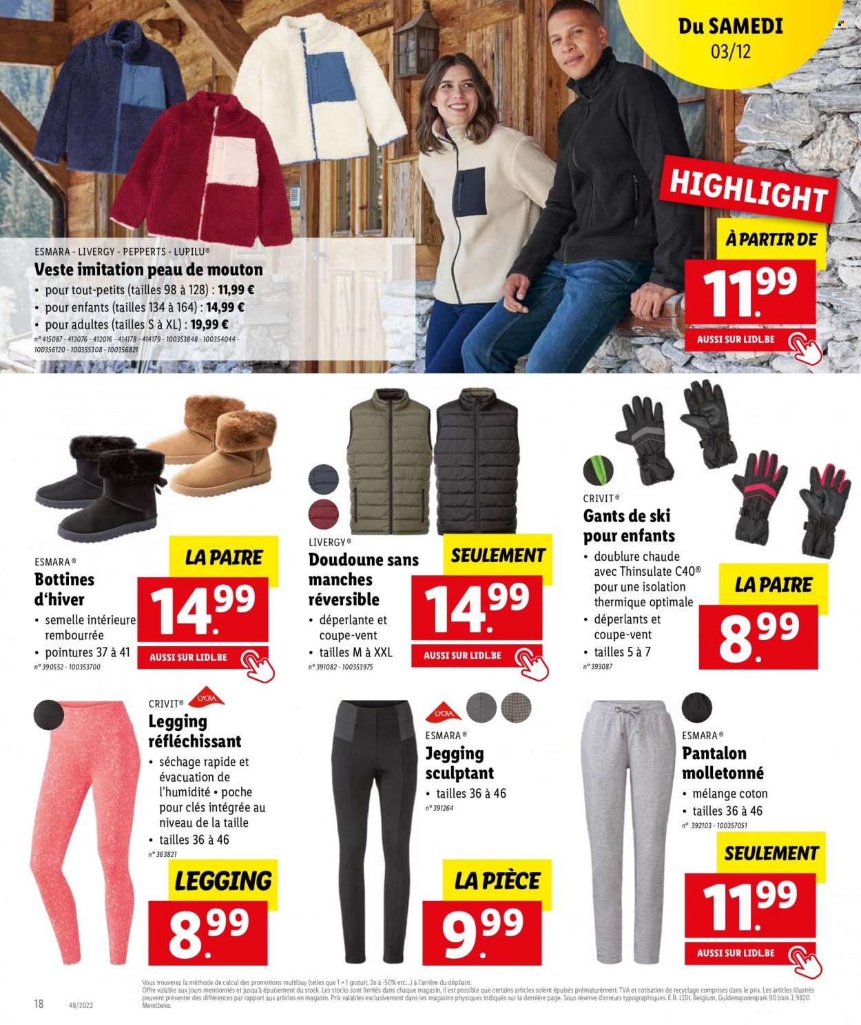 thumbnail - Catalogue Lidl - 28/11/2022 - 03/12/2022 - Produits soldés - bottines, doudoune, veste, jegging, pantalon, leggings. Page 18.