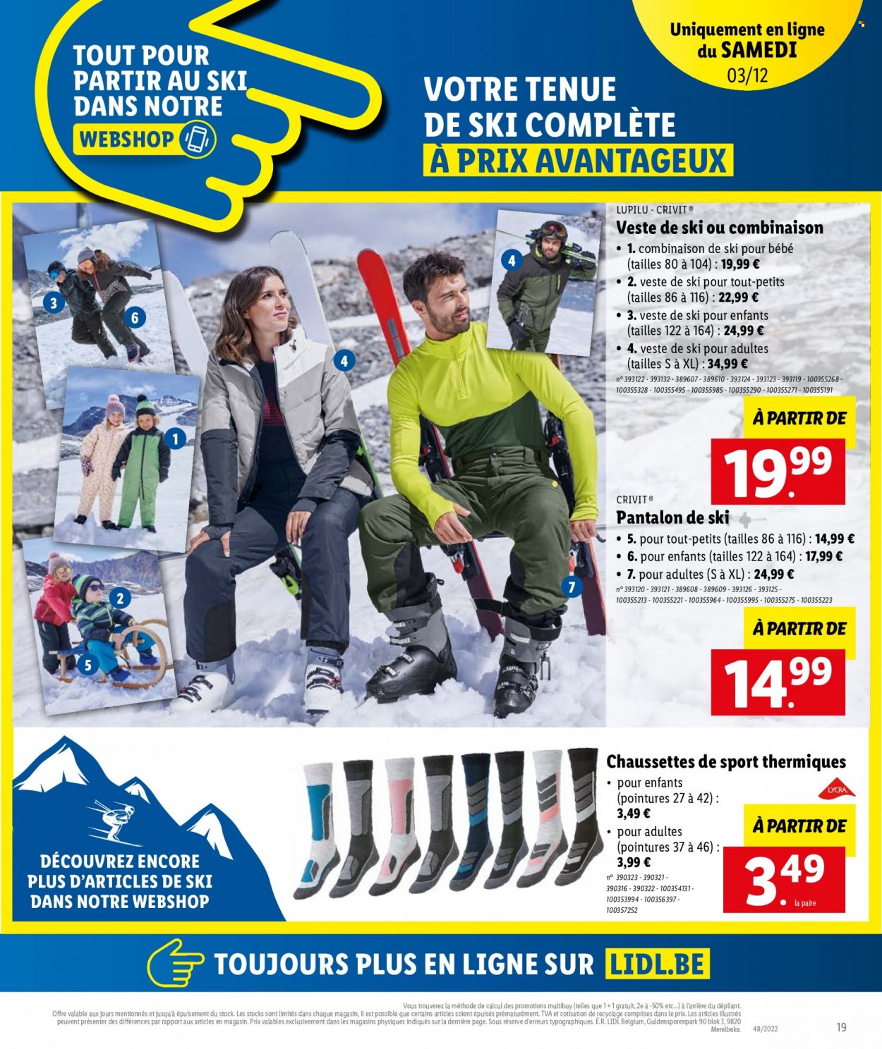 thumbnail - Catalogue Lidl - 28/11/2022 - 03/12/2022 - Produits soldés - veste, veste de ski, pantalon, pantalon de ski, chaussettes. Page 19.