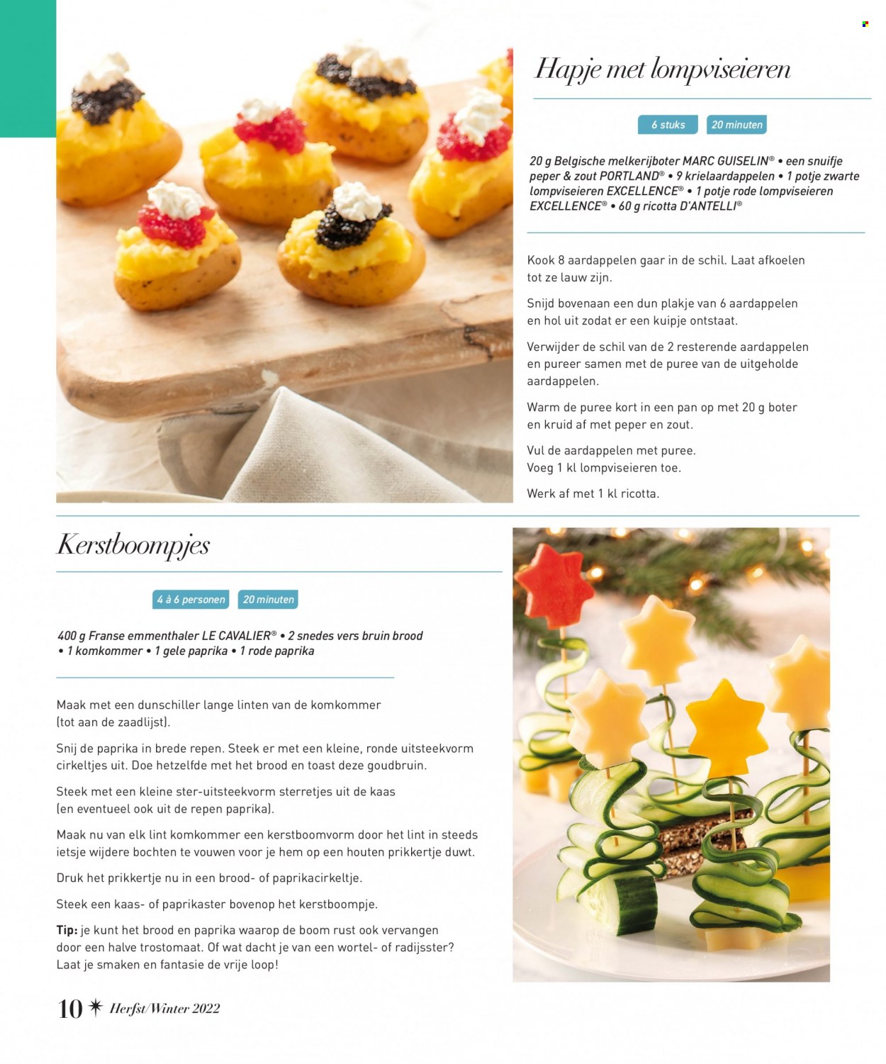 thumbnail - ALDI-aanbieding -  producten in de aanbieding - brood, komkommer, trostomaat, kaas, ricotta, Emmental, potje. Pagina 10.