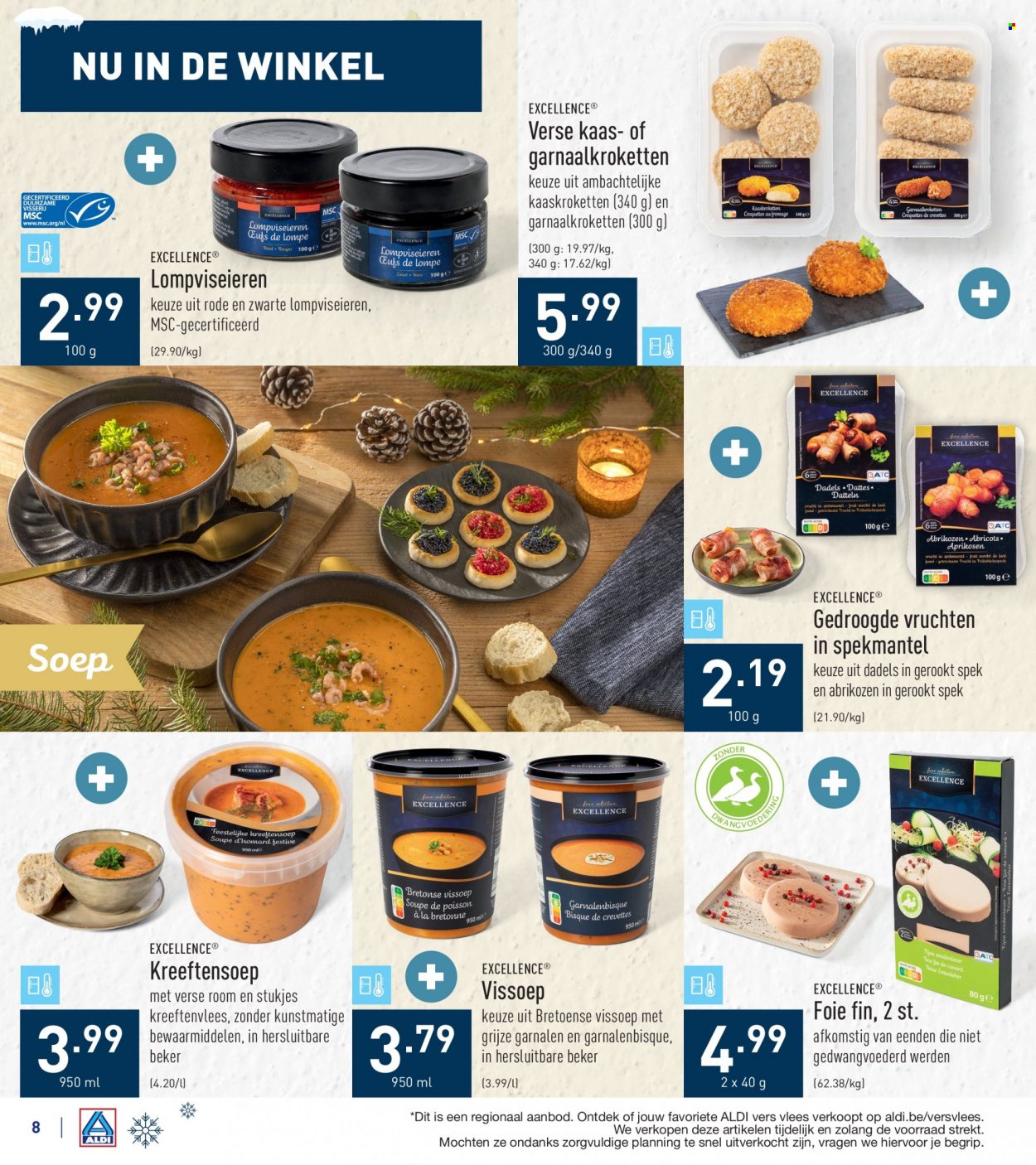 thumbnail - ALDI-aanbieding - 28/11/2022 - 03/12/2022 -  producten in de aanbieding - abrikozen, garnalen, soep, kaas, room. Pagina 8.