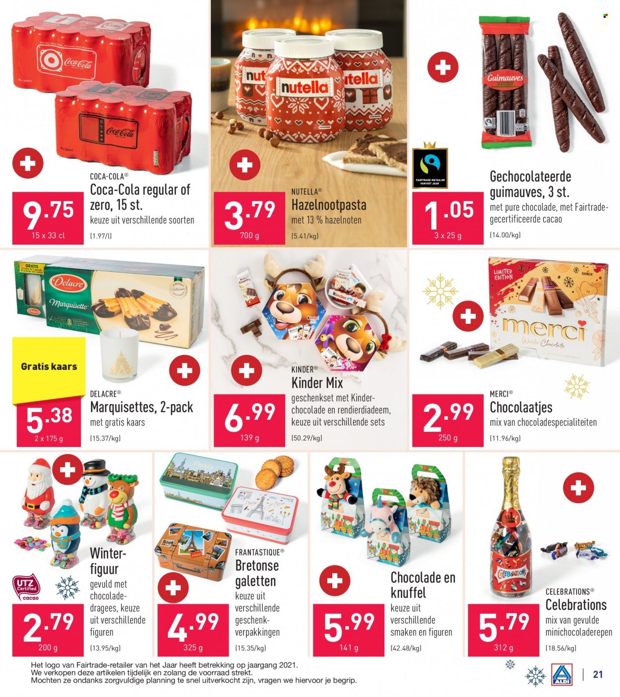 thumbnail - ALDI-aanbieding - 28/11/2022 - 03/12/2022 -  producten in de aanbieding - geschenkset, pure chocolade, Nutella, pasta, Coca-Cola, kaars. Pagina 21.