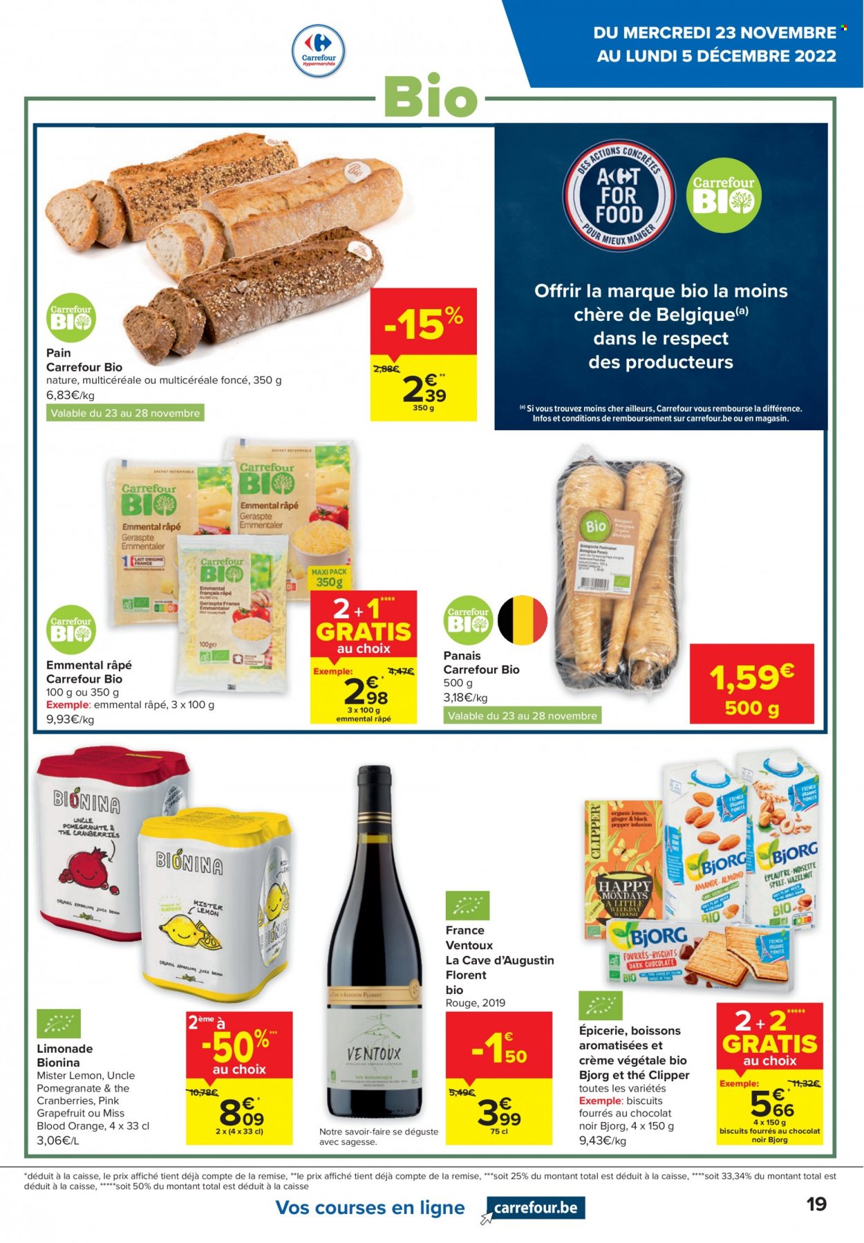 thumbnail - Carrefour hypermarkt-aanbieding - 23/11/2022 - 05/12/2022 -  producten in de aanbieding - grapefruit, Emmental, crème. Pagina 19.