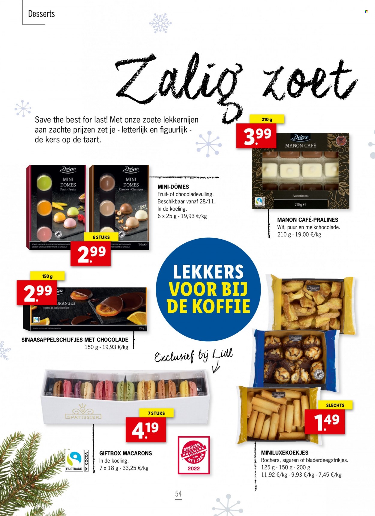 thumbnail - Catalogue Lidl - Produits soldés - macarons, dessert, pralinés. Page 54.