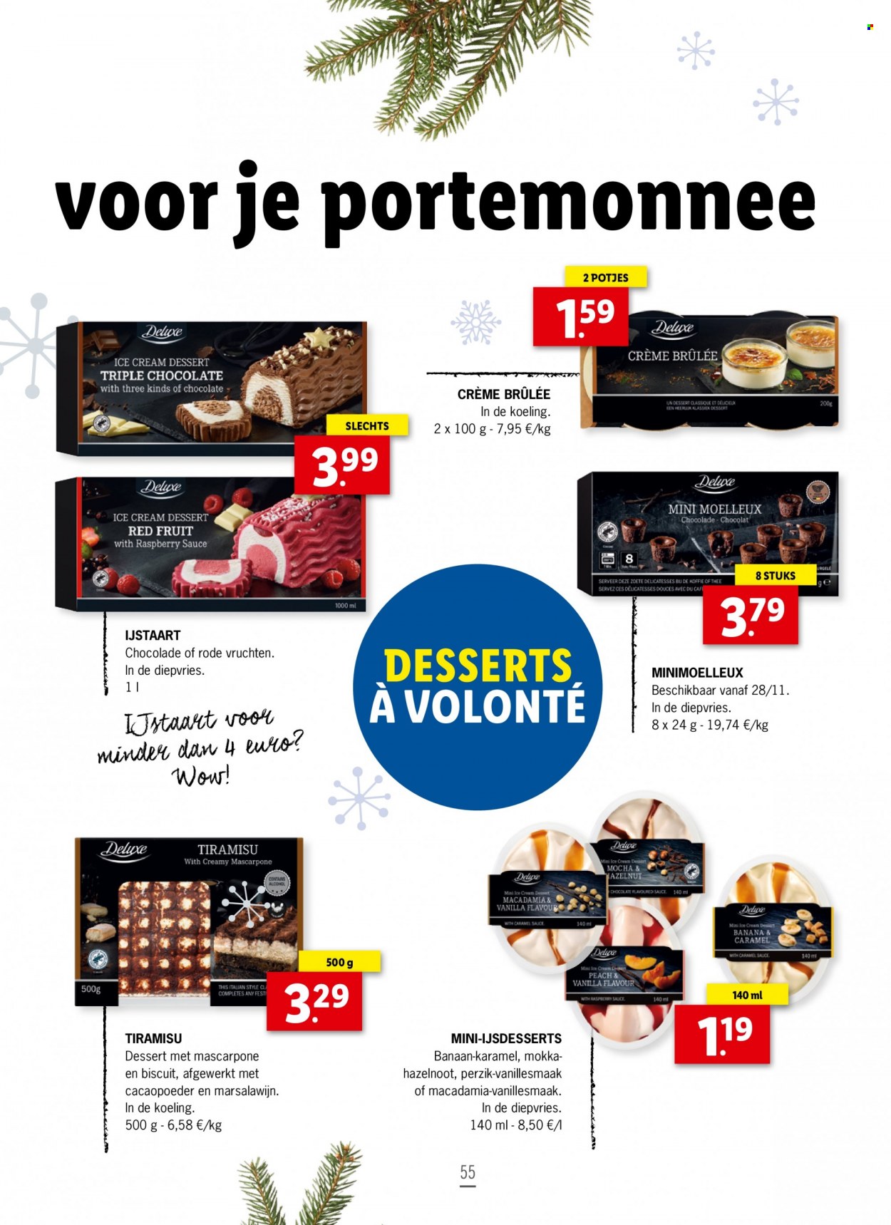 thumbnail - Catalogue Lidl - Produits soldés - dessert, tiramisu, chocolat, biscuits, mascarpone. Page 55.