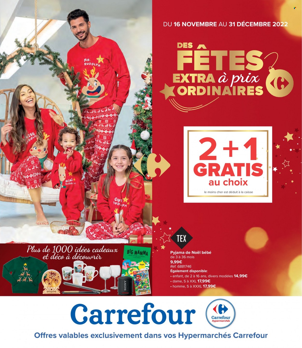 thumbnail - Carrefour hypermarkt-aanbieding - 16/11/2022 - 31/12/2022 -  producten in de aanbieding - pyjama. Pagina 1.