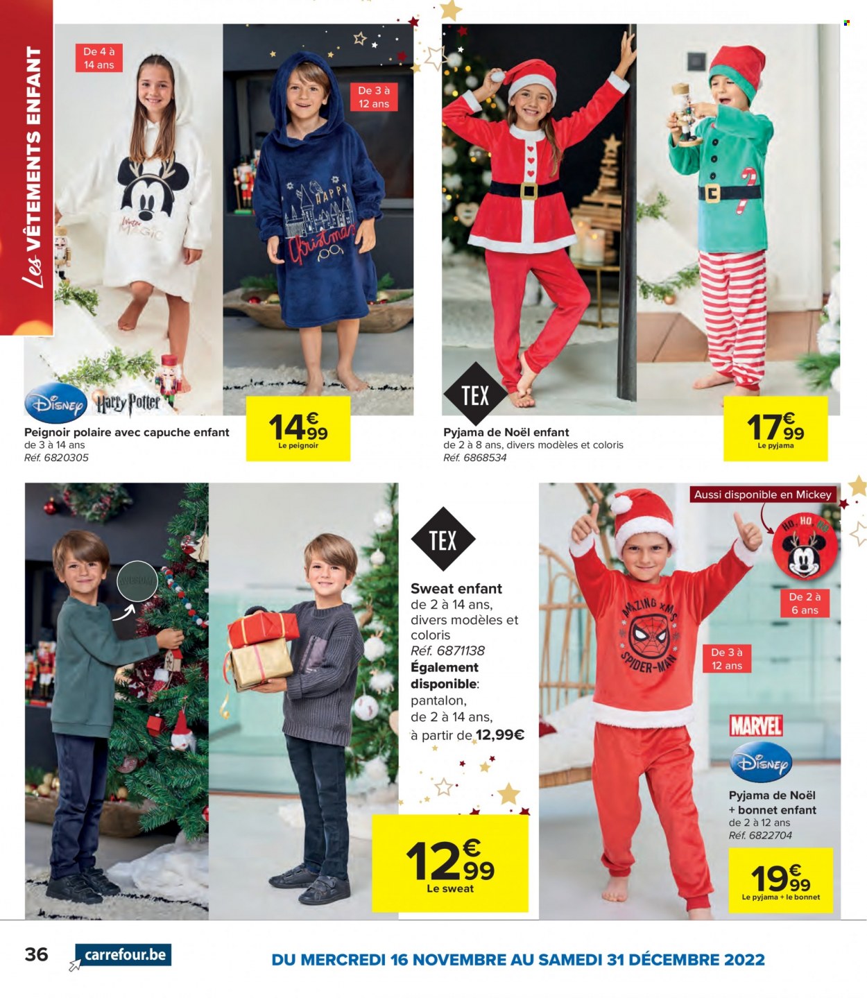 thumbnail - Carrefour hypermarkt-aanbieding - 16/11/2022 - 31/12/2022 -  producten in de aanbieding - Disney, pantalon, pyjama. Pagina 36.