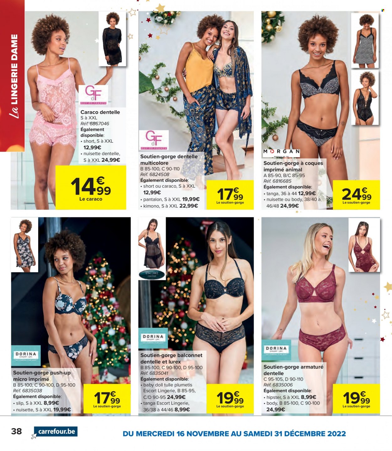 thumbnail - Carrefour hypermarkt-aanbieding - 16/11/2022 - 31/12/2022 -  producten in de aanbieding - short, pantalon, tanga, lingerie, slipje. Pagina 38.