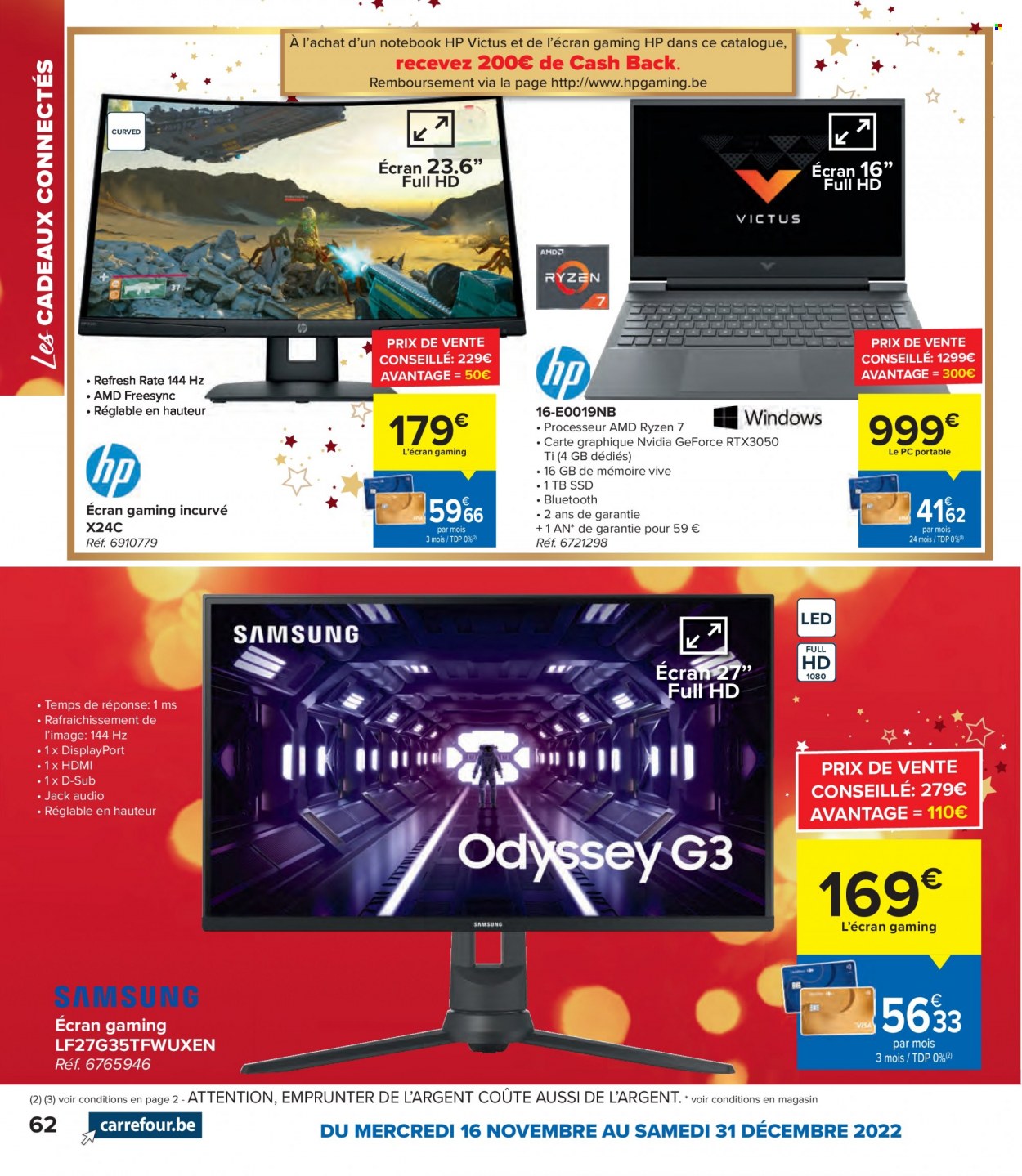 thumbnail - Carrefour hypermarkt-aanbieding - 16/11/2022 - 31/12/2022 -  producten in de aanbieding - HP, nVidia, GeForce, SSD, HDMI, full hd, computer. Pagina 62.
