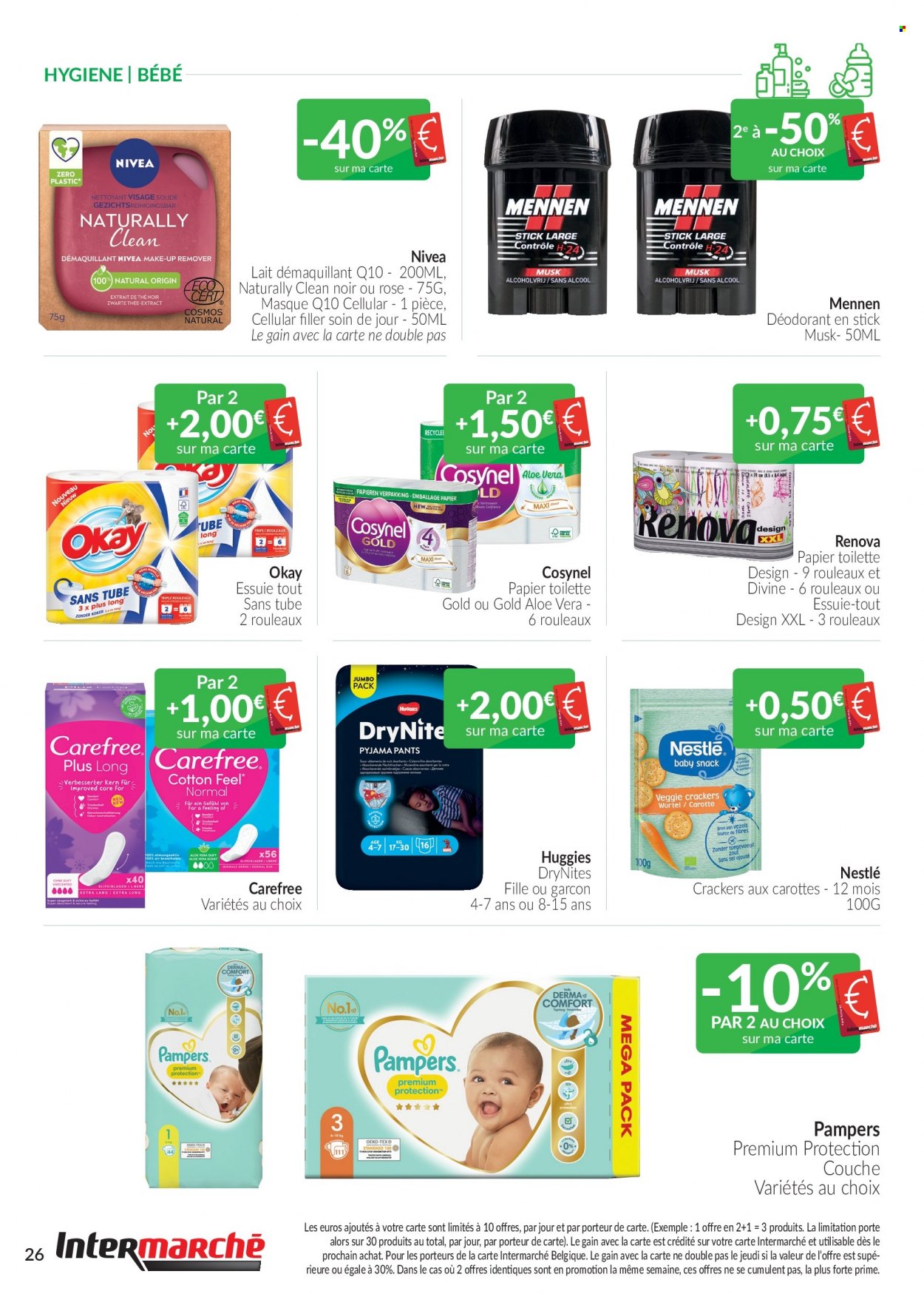 thumbnail - Intermarché-aanbieding - 01/12/2022 - 31/12/2022 -  producten in de aanbieding - Nivea, Nestlé, crackers, Huggies, Pampers, deodorant. Pagina 26.