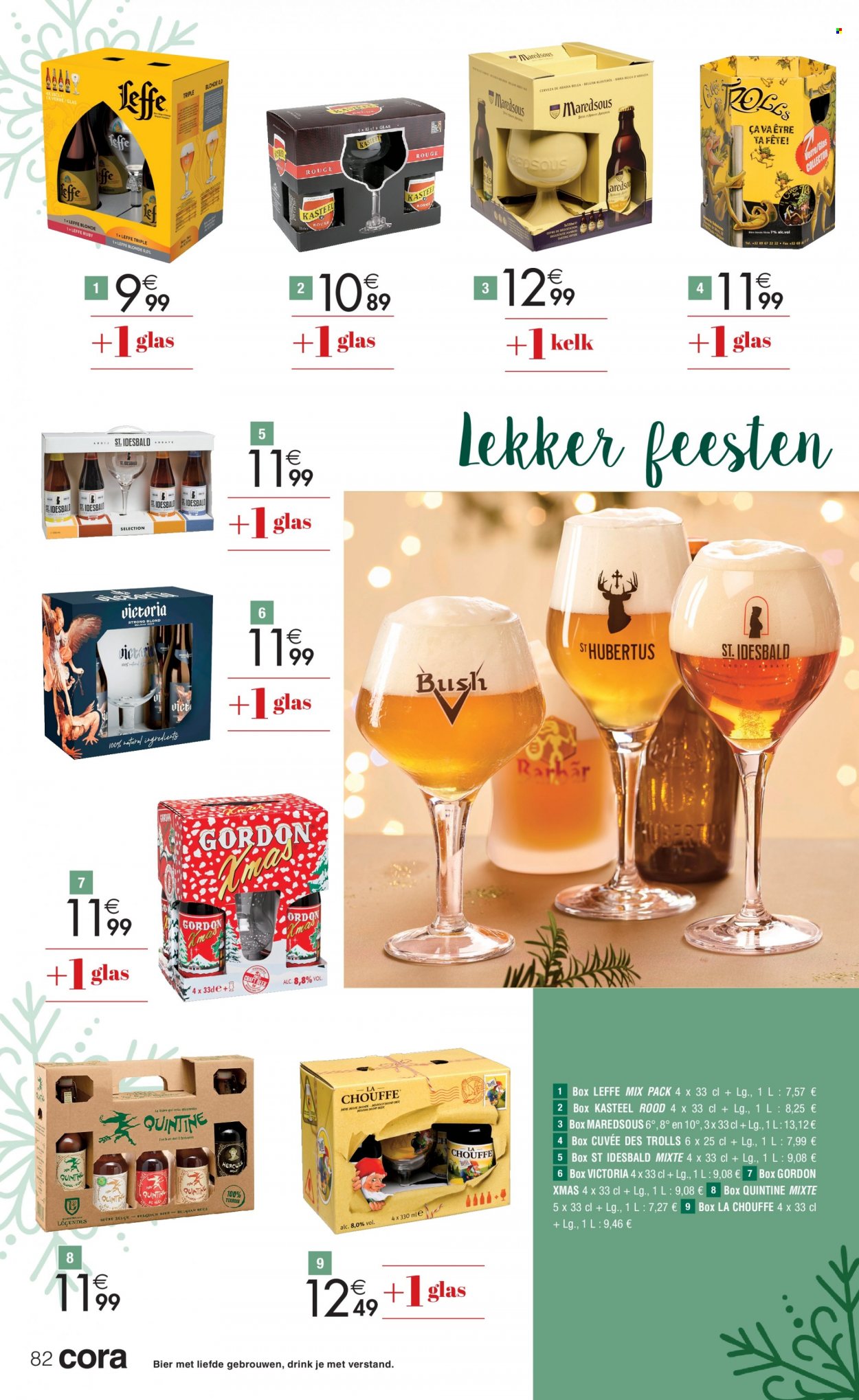thumbnail - Cora-aanbieding - 25/11/2022 - 24/12/2022 -  producten in de aanbieding - Leffe, bier, glazen, LG. Pagina 82.