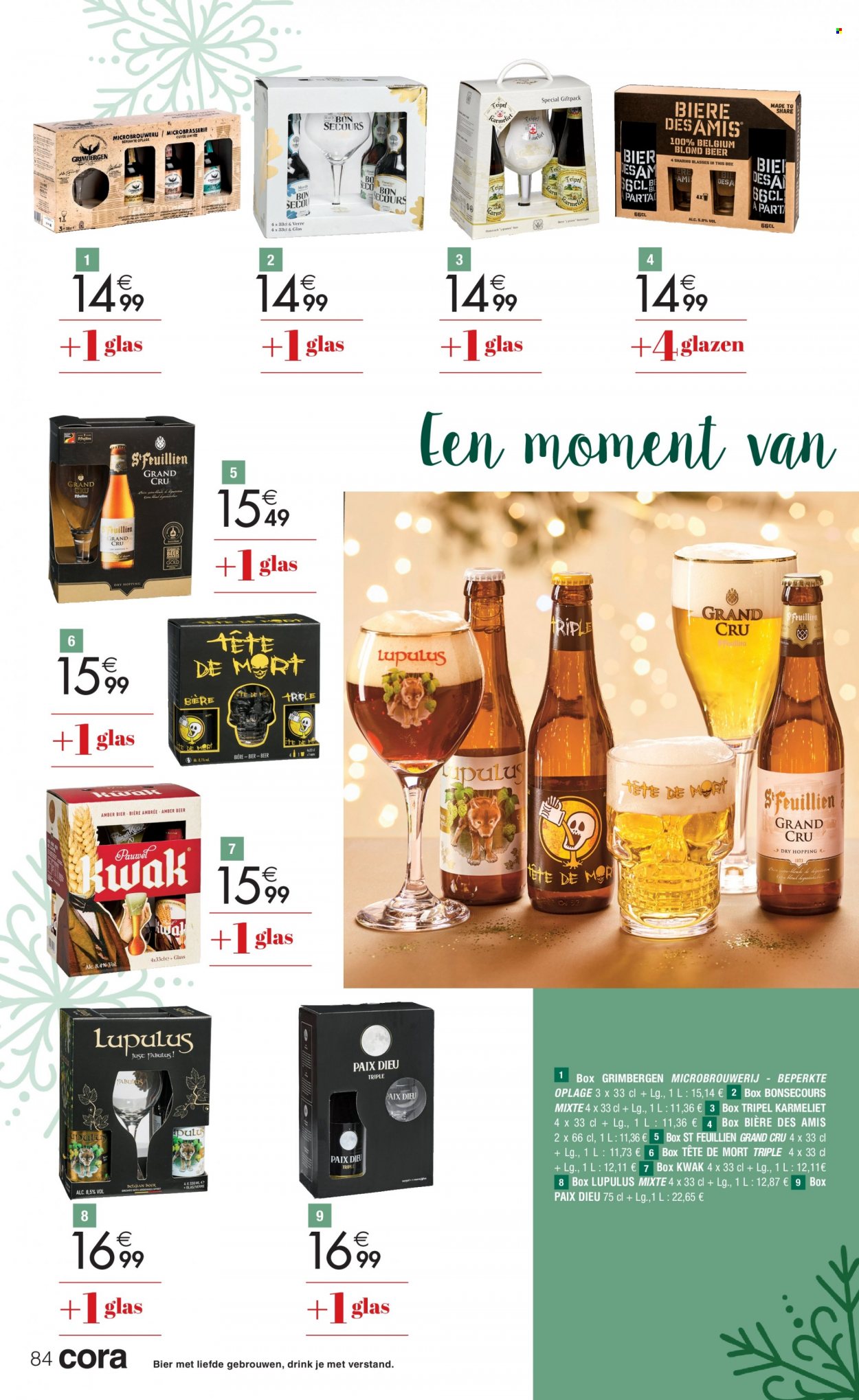 thumbnail - Cora-aanbieding - 25/11/2022 - 24/12/2022 -  producten in de aanbieding - bier, glazen, LG. Pagina 84.