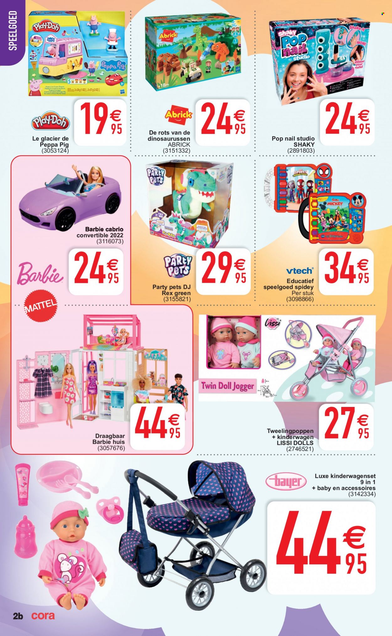thumbnail - Cora-aanbieding - 29/11/2022 - 12/12/2022 -  producten in de aanbieding - Peppa Pig, Barbie, VTech, speelgoed, Play-Doh, kinderwagen. Pagina 2.