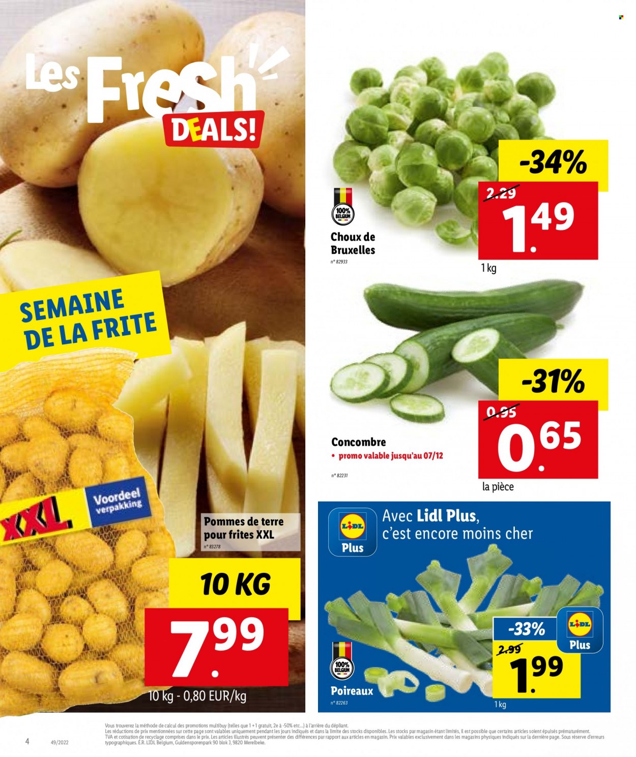 thumbnail - Catalogue Lidl - 05/12/2022 - 10/12/2022 - Produits soldés - concombre, choux de bruxelles, poireau, pommes de terre. Page 4.