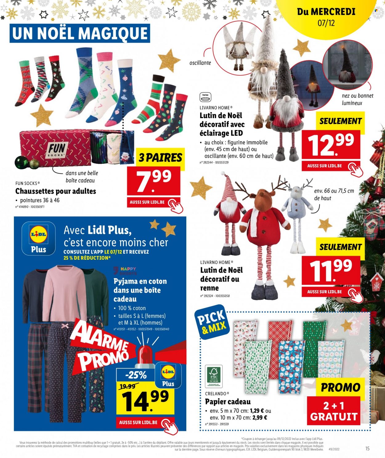 thumbnail - Catalogue Lidl - 05/12/2022 - 10/12/2022 - Produits soldés - figurine, papier cadeau, Crelando, pyjama, chaussettes, bonnet. Page 15.
