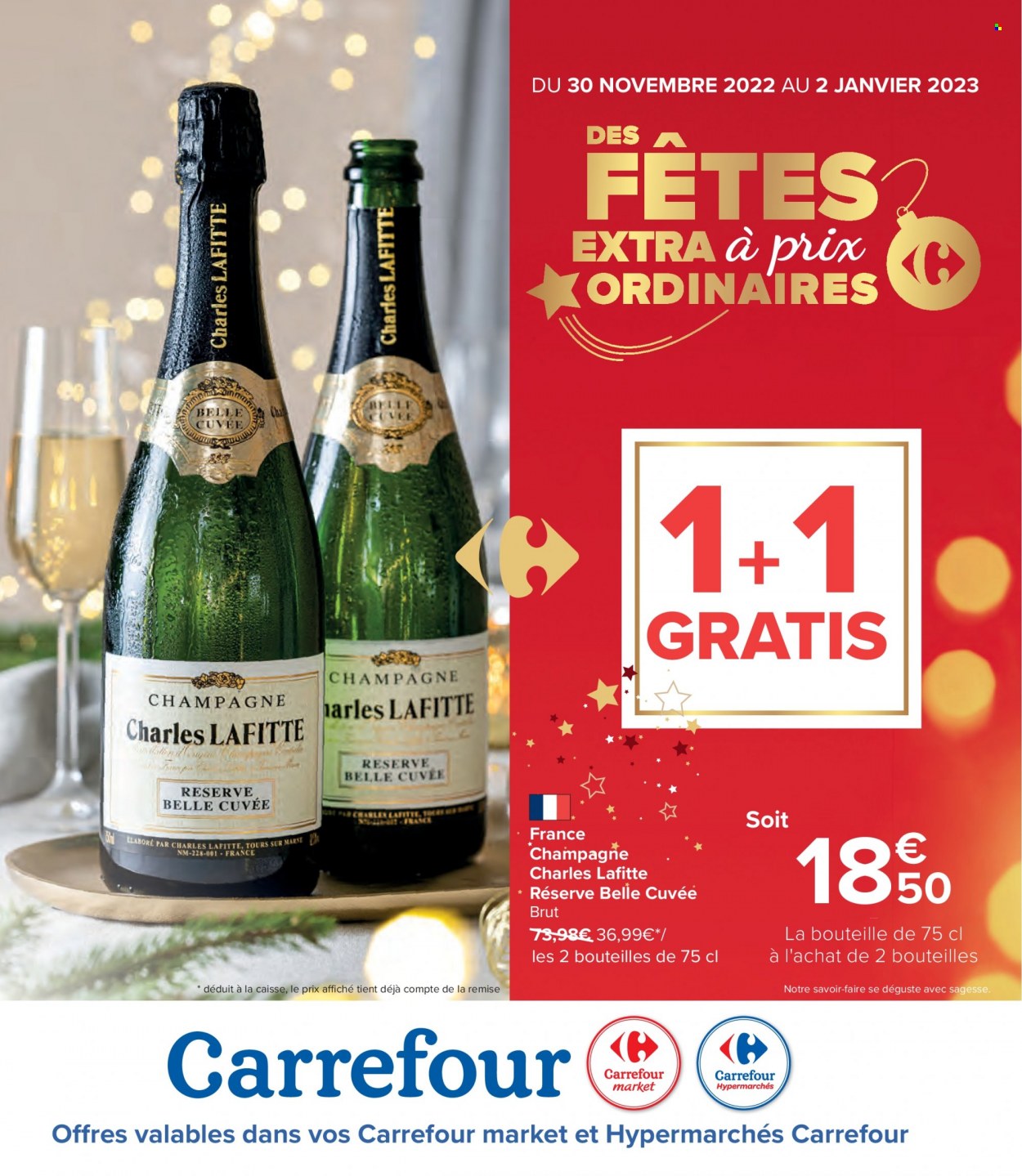 thumbnail - Catalogue Carrefour - 30/11/2022 - 02/01/2023 - Produits soldés - Lafitte, champagne, alcool. Page 1.