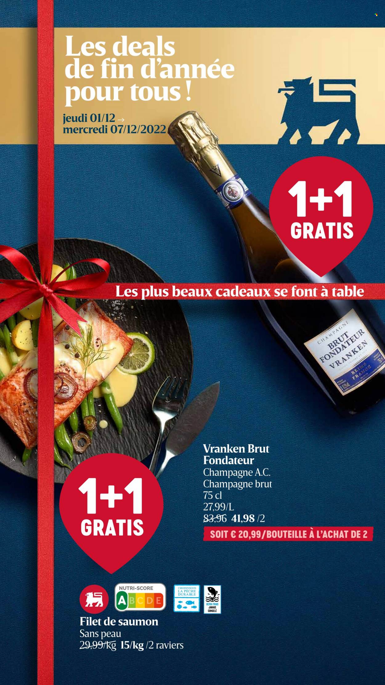 thumbnail - Catalogue Delhaize - 01/12/2022 - 07/12/2022 - Produits soldés - pavés de saumon, alcool. Page 1.