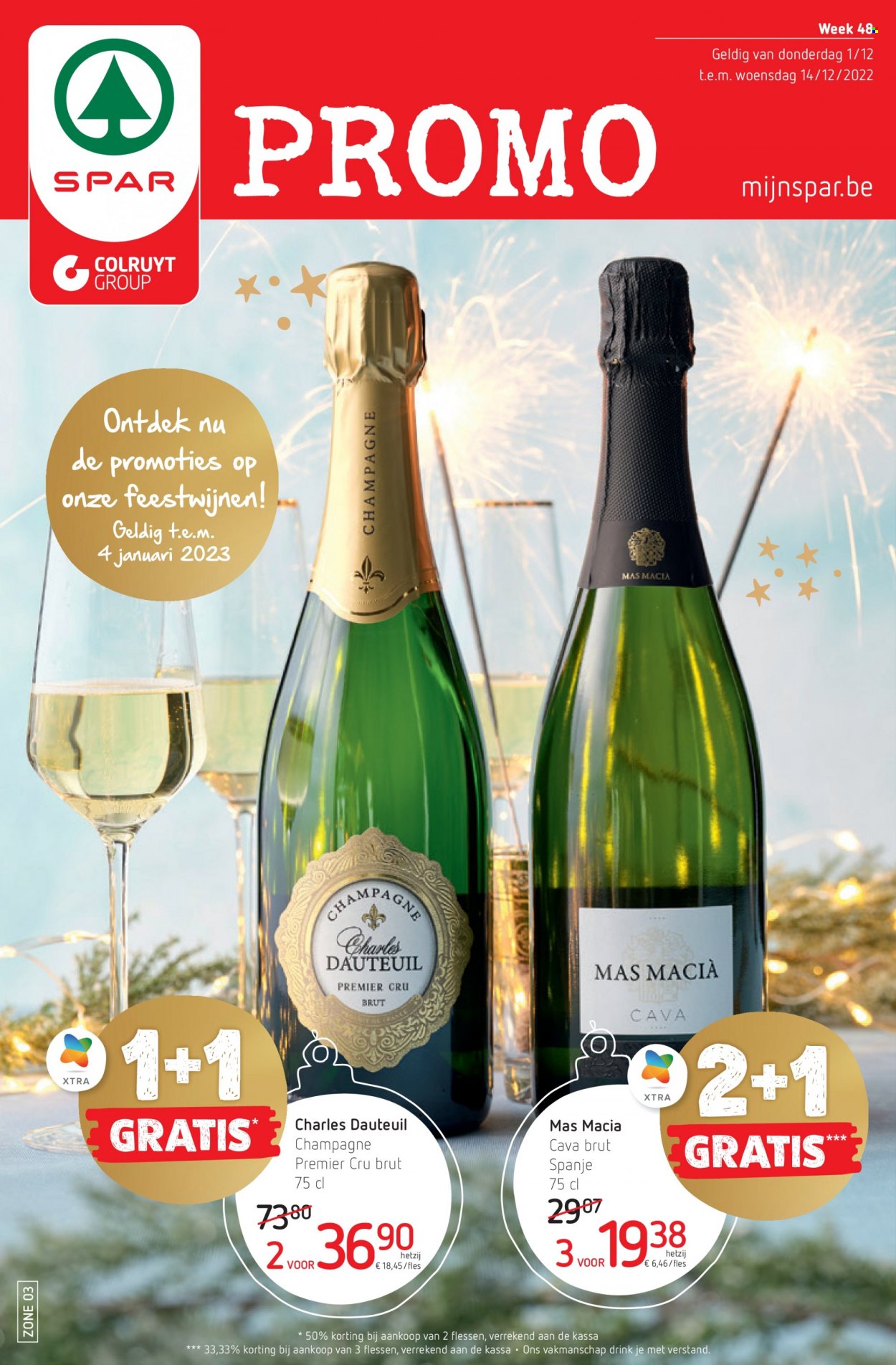 thumbnail - SPAR-aanbieding - 01/12/2022 - 14/12/2022 -  producten in de aanbieding - champagne, Cava. Pagina 1.